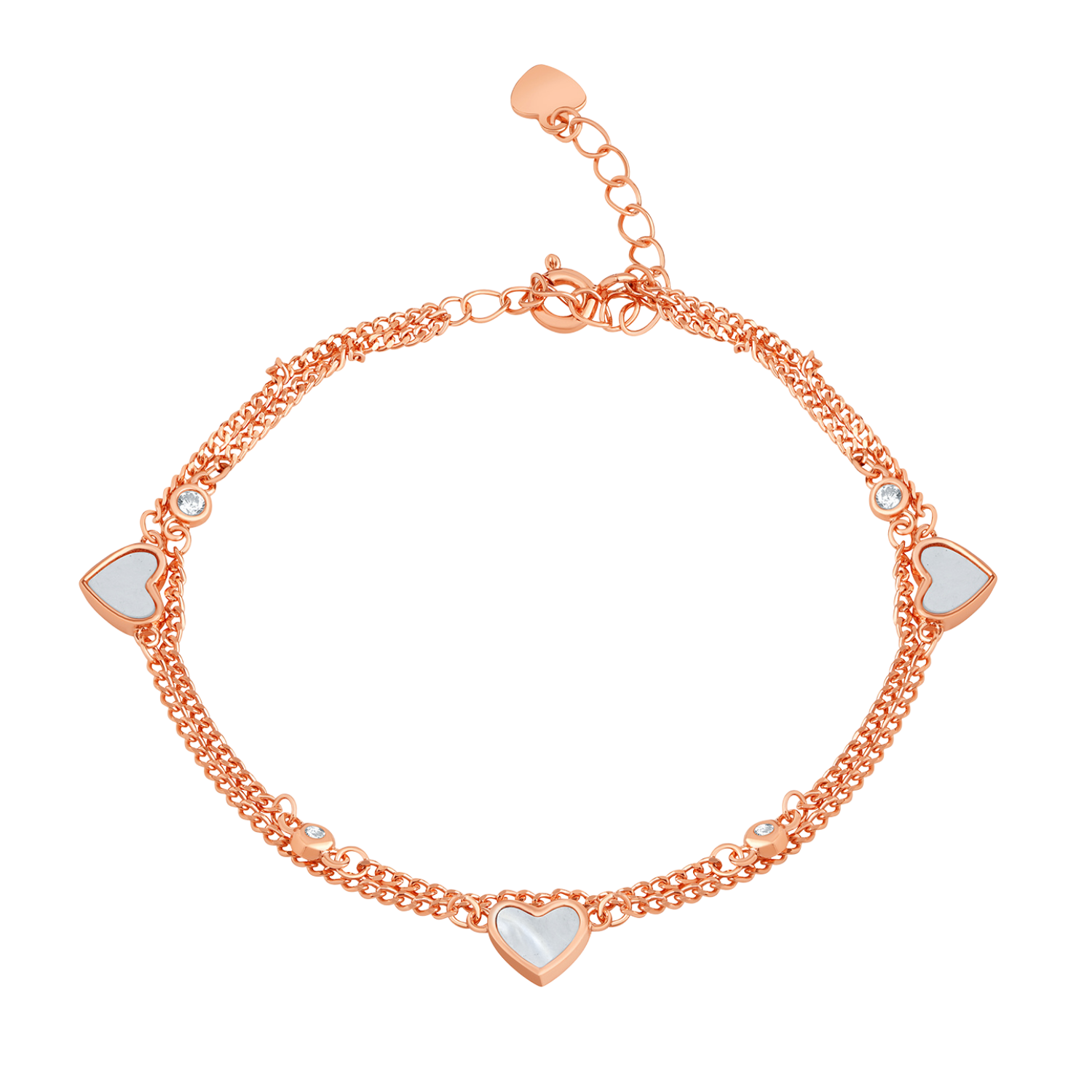 Elegant Sterling Silver Hearts Bracelet