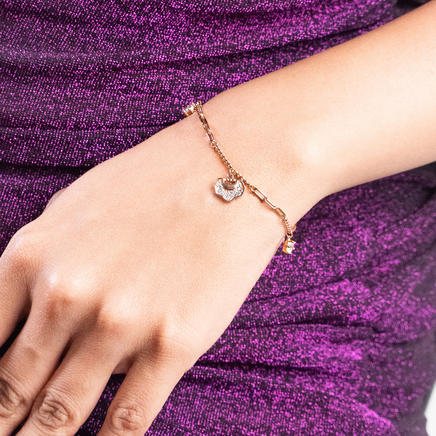 Linked Chain Sterling Silver Free Size Bracelet