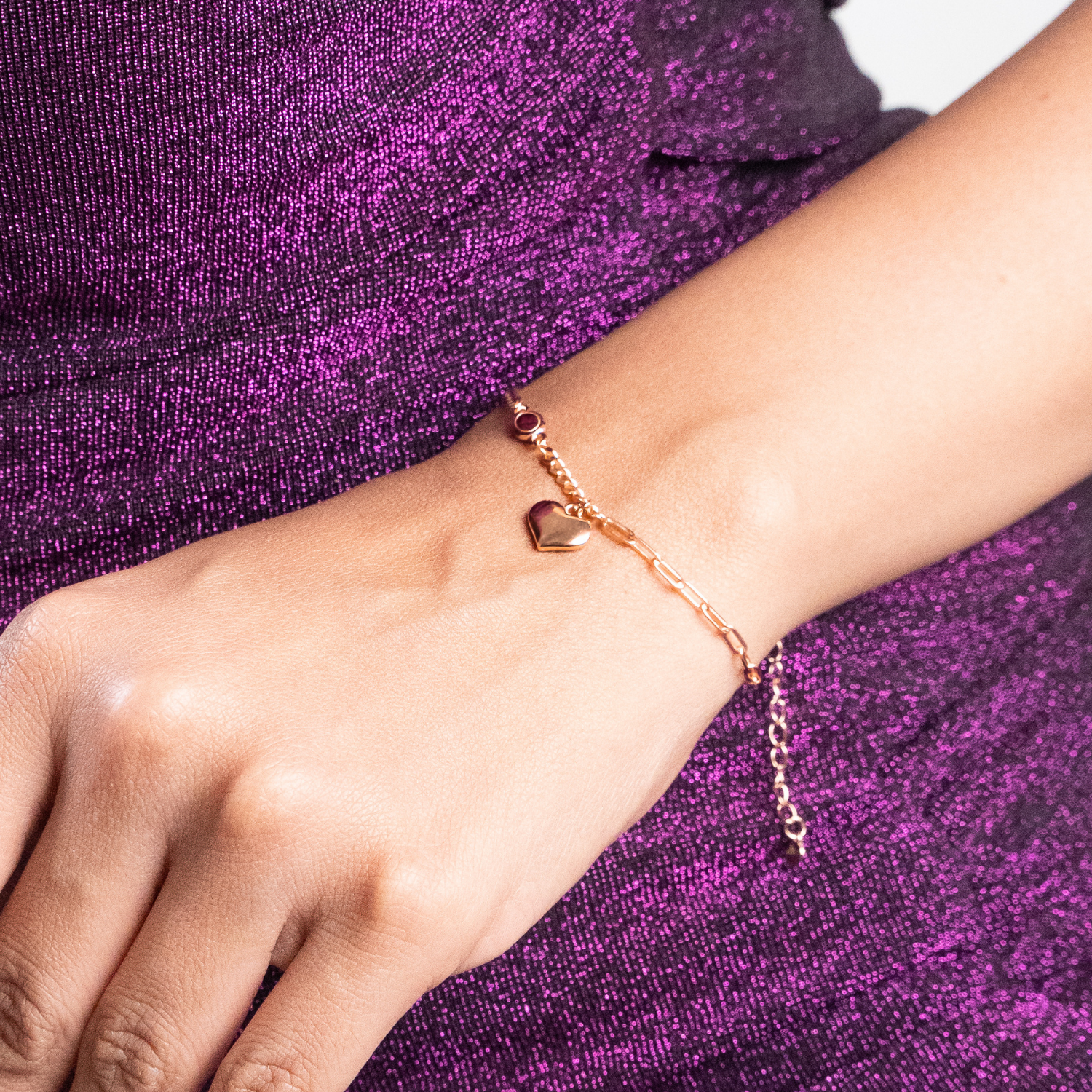 Sterling Silver Heart Charm Bracelet