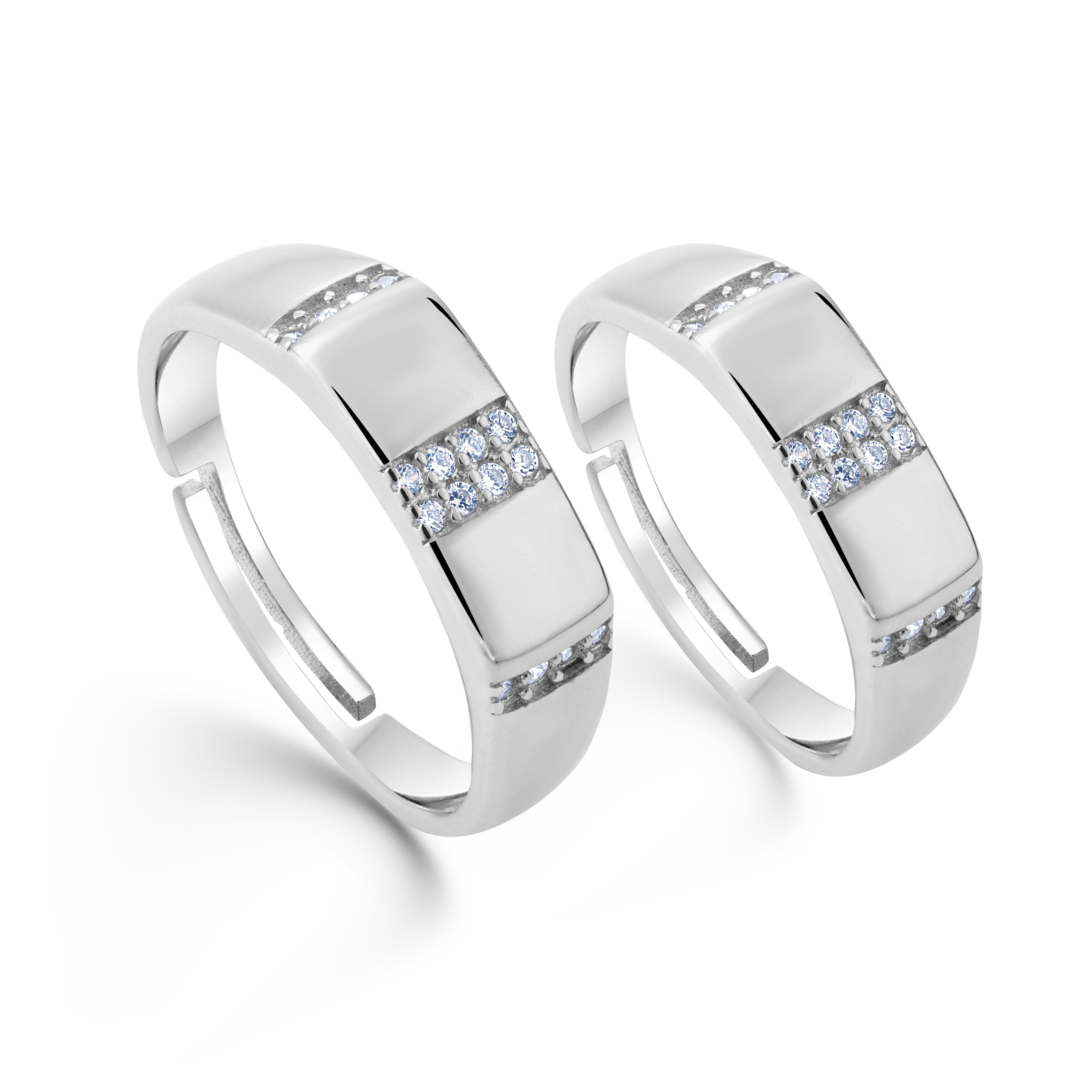 Elegant pair of 92.5 sterling silver rings for couples