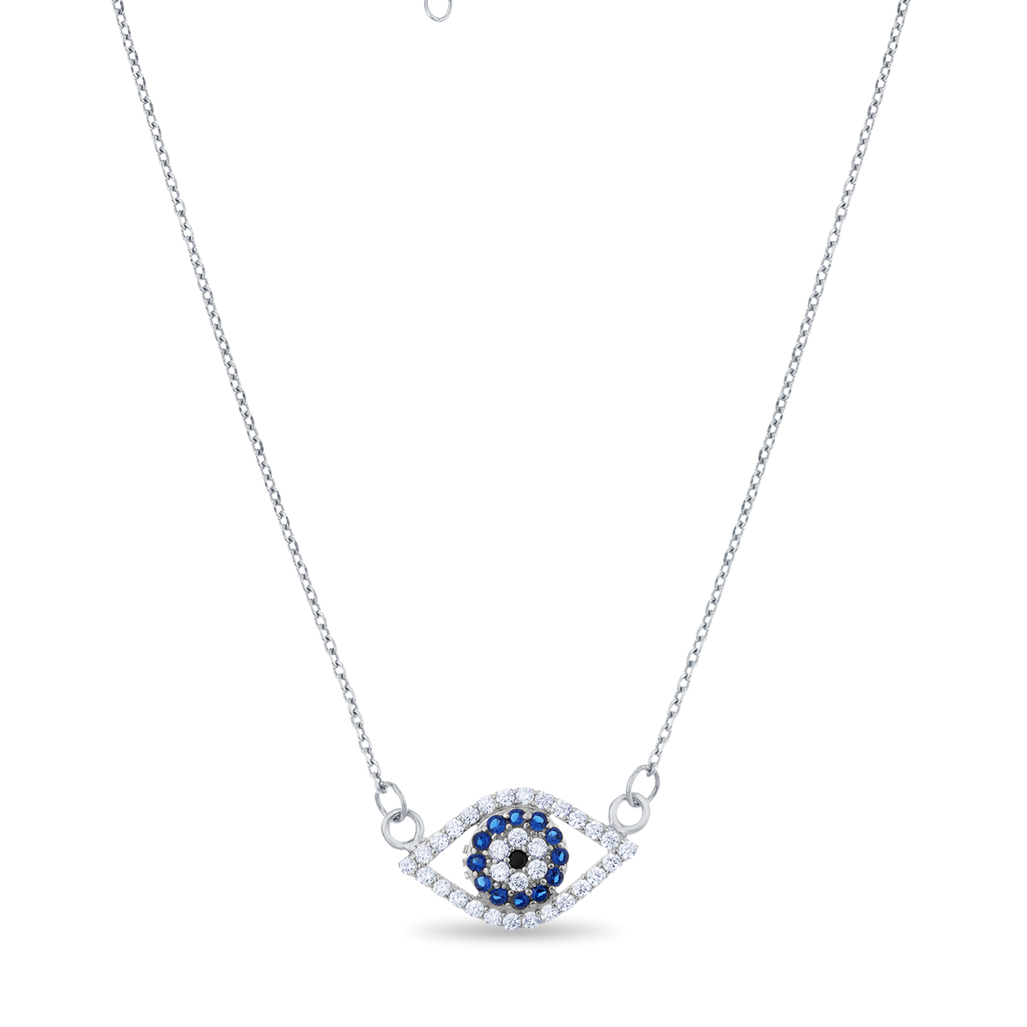 Sterling Silver Evil Eye Pendant Chain