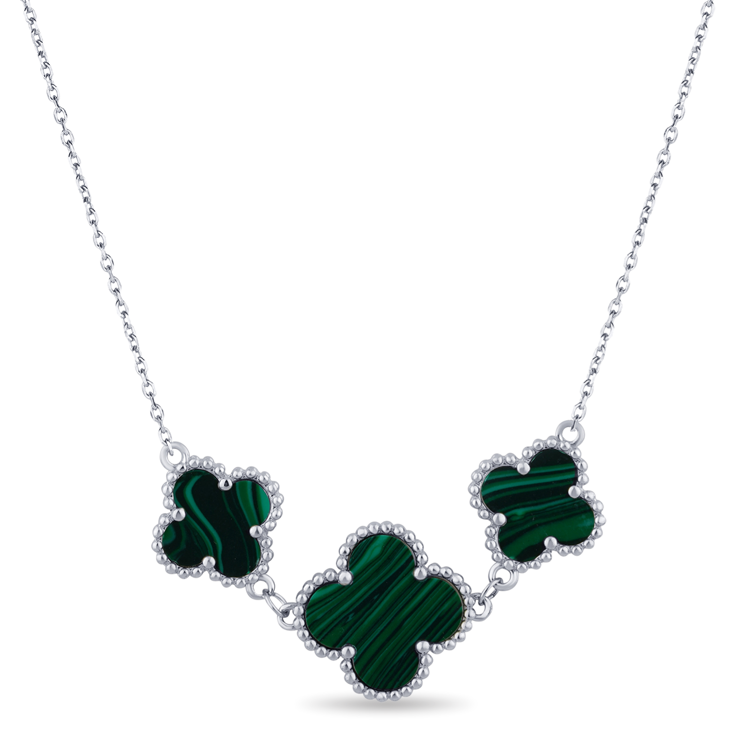 Dark Green Mother of Pearl Four Leaf Clover Necklace