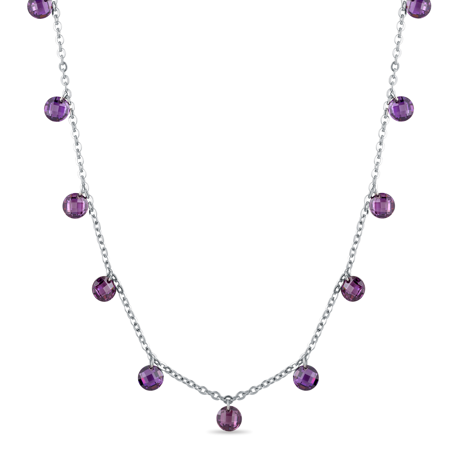 Tiny Cute Round Drop Dangling Necklaces Lavender