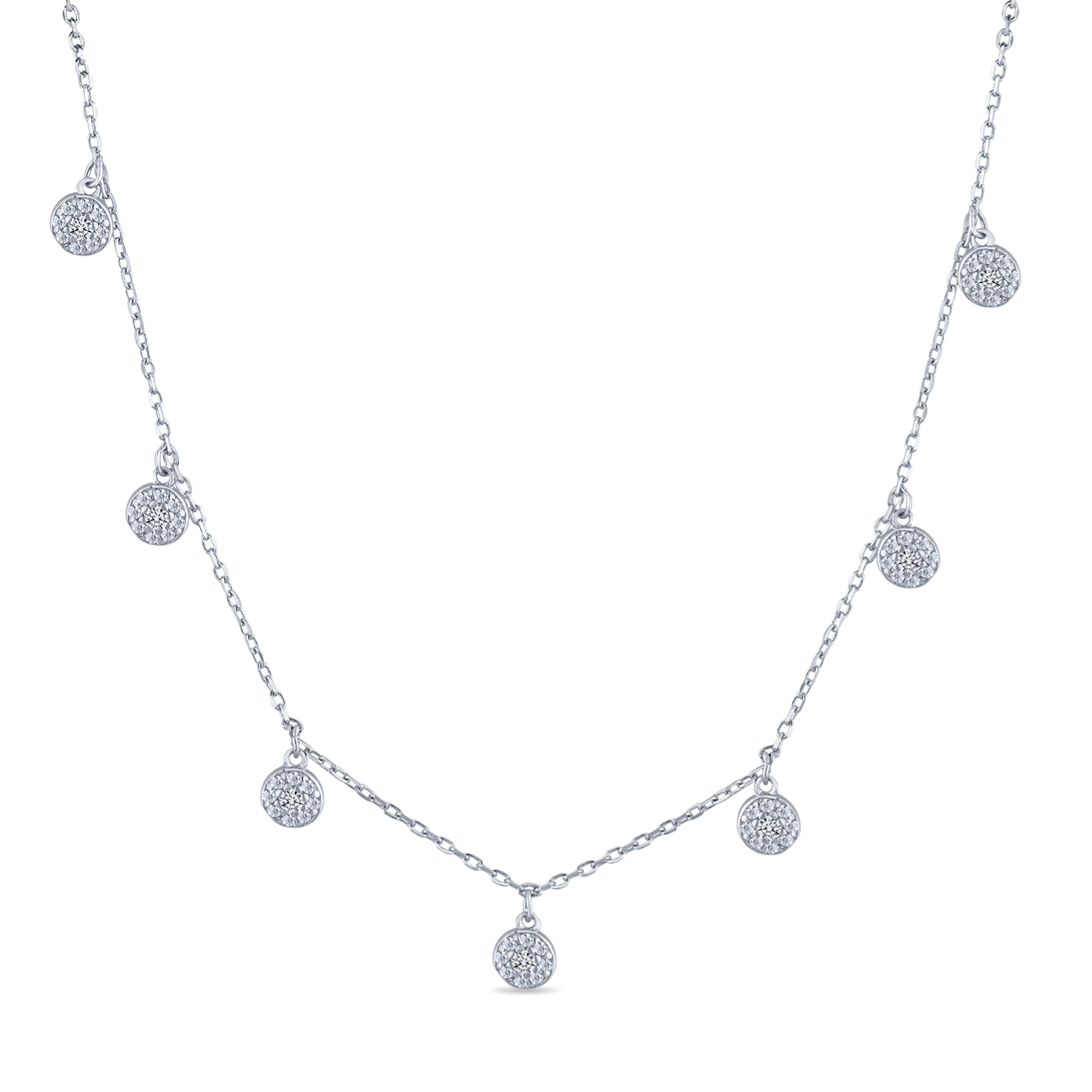 Tiny Cute Round Drop Dangling Necklaces CZ Studded