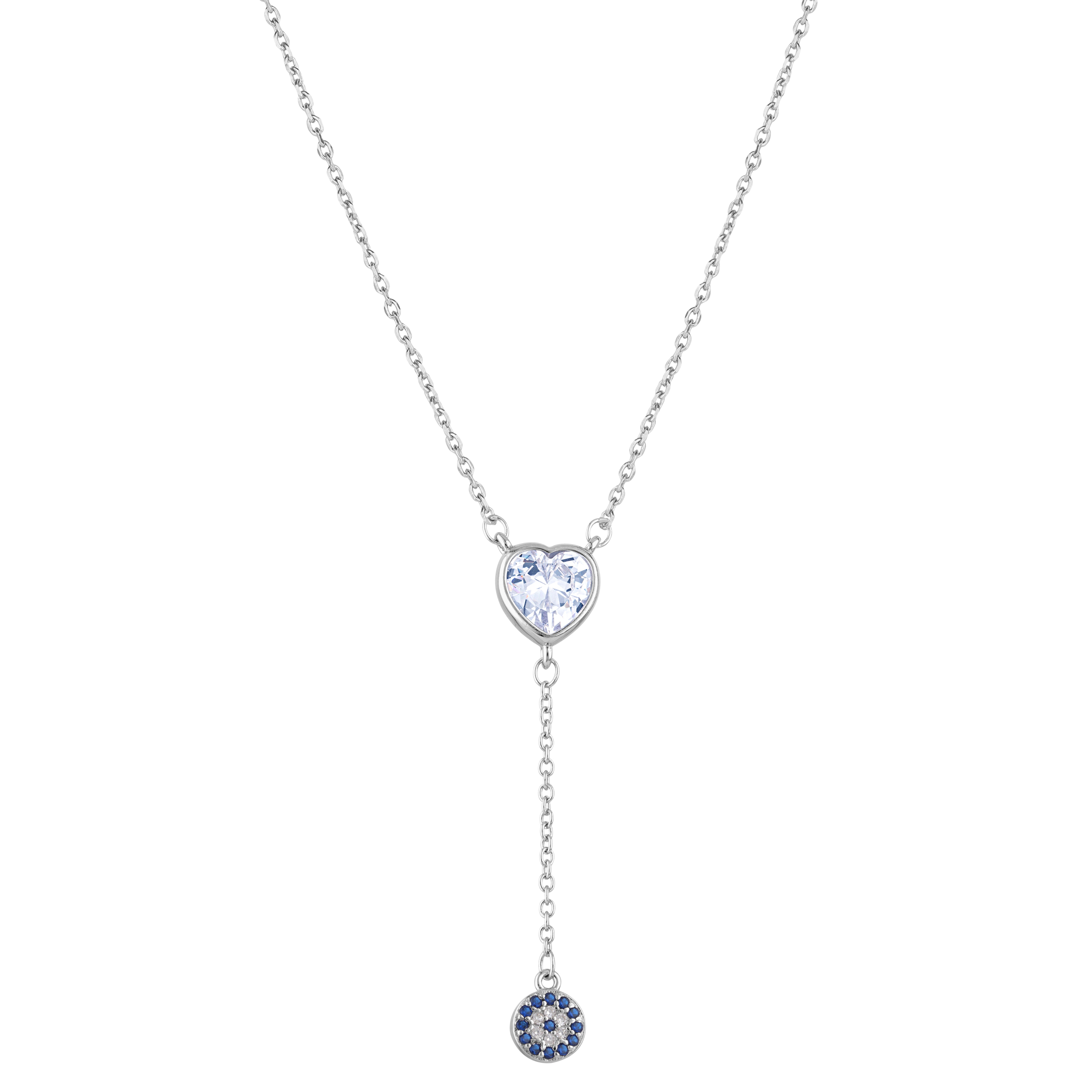 Sterling Silver Heart & Floral Pendant Necklace