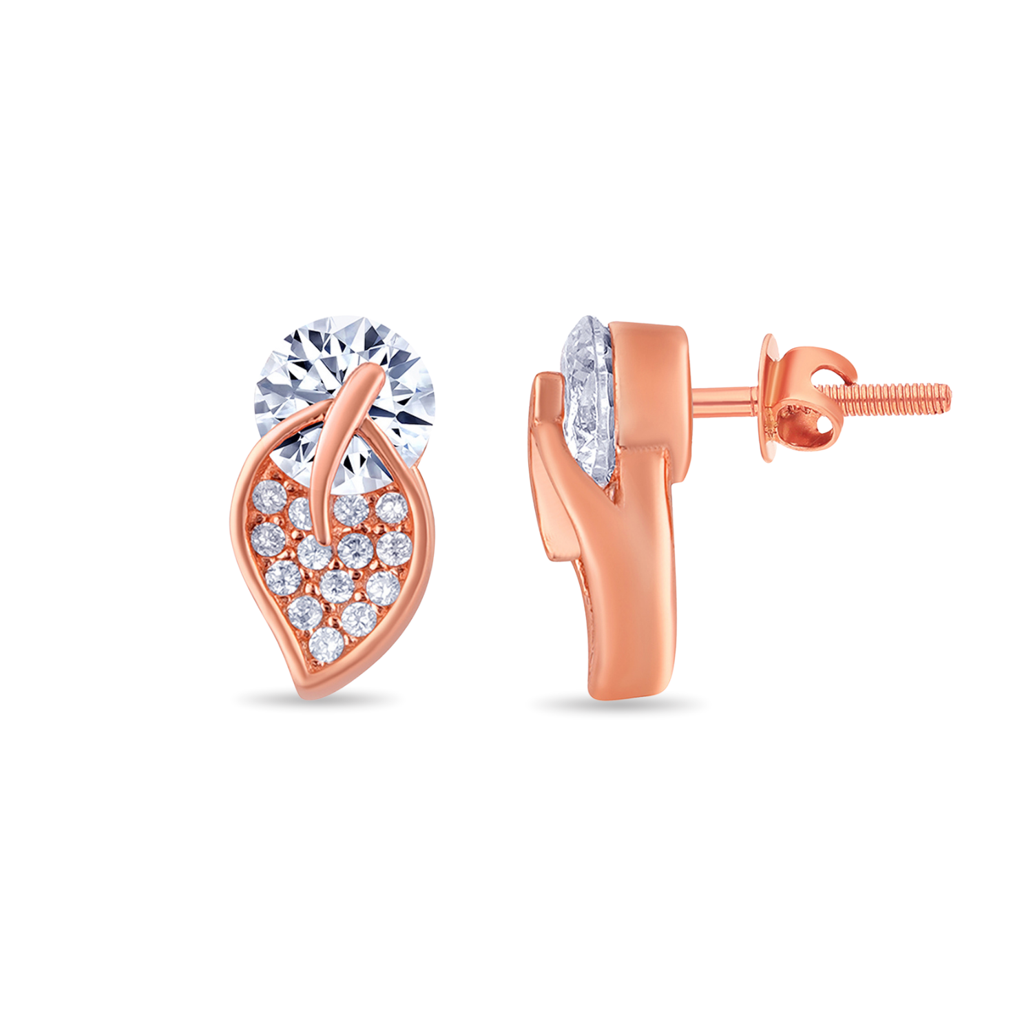 925 Sterling Silver CZ Leaf Earring