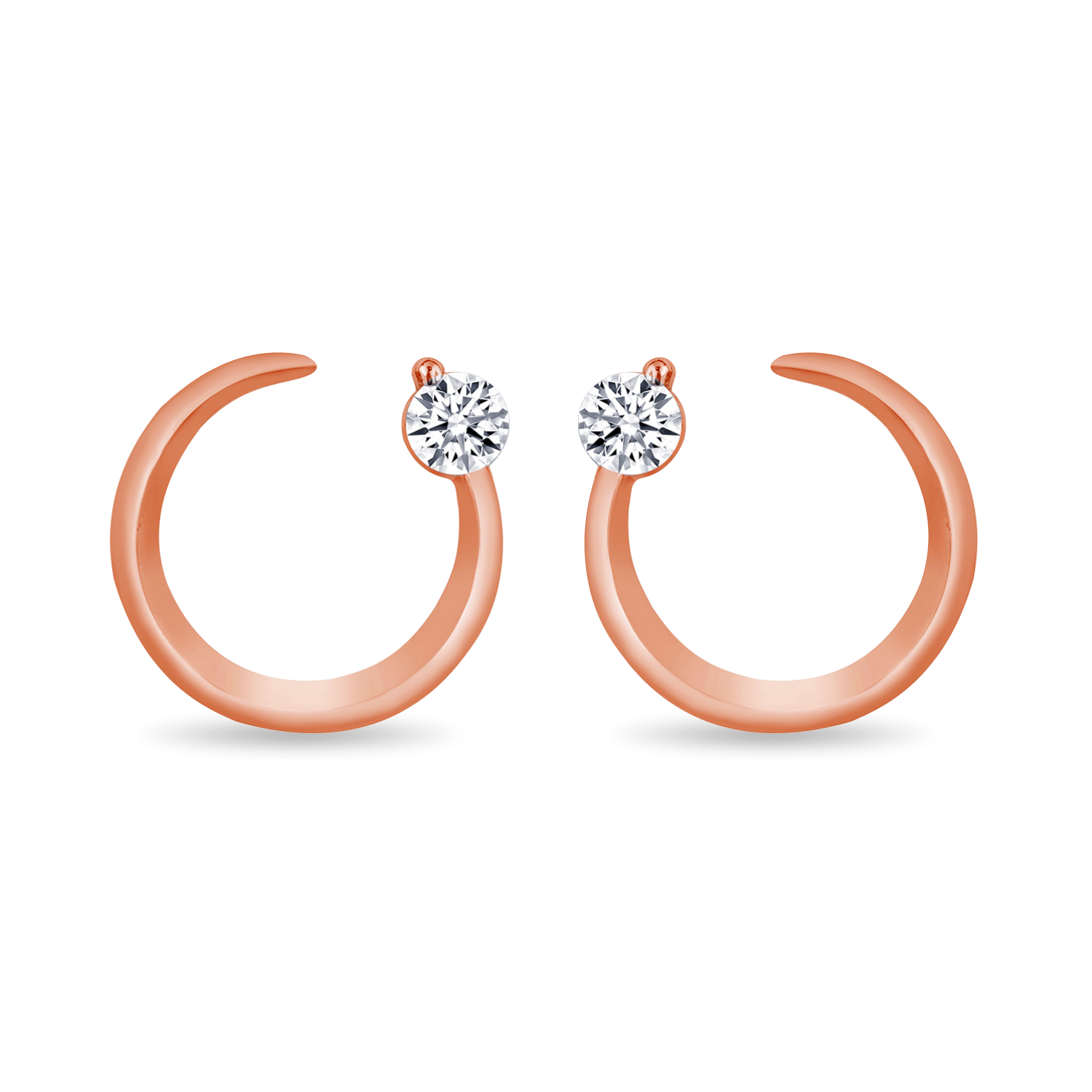 925 Sterling Silver Cubic Zrconia Circular Stud Earring Pair Rose Gold