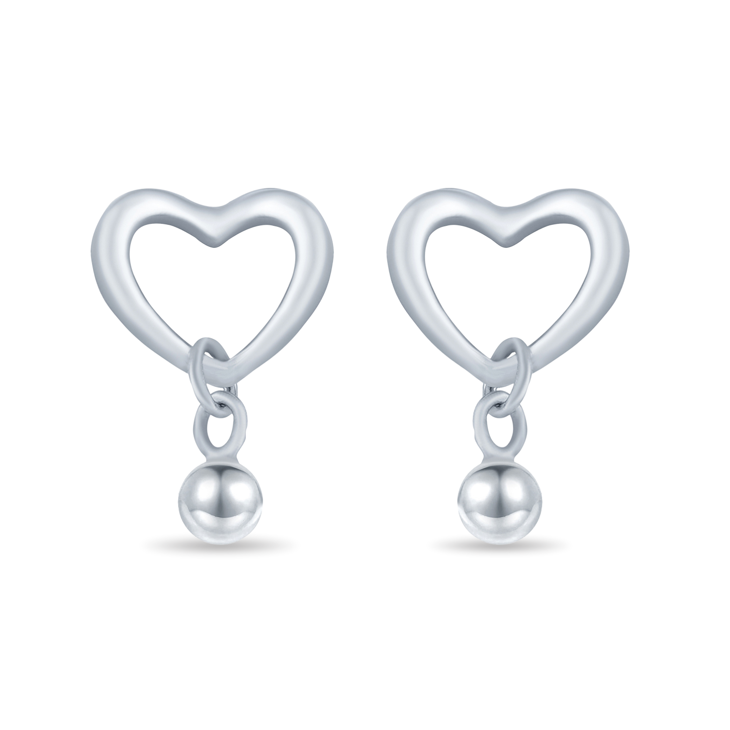 Tiny Heart Drop Sterling Silver Pair of Earring Rhodium