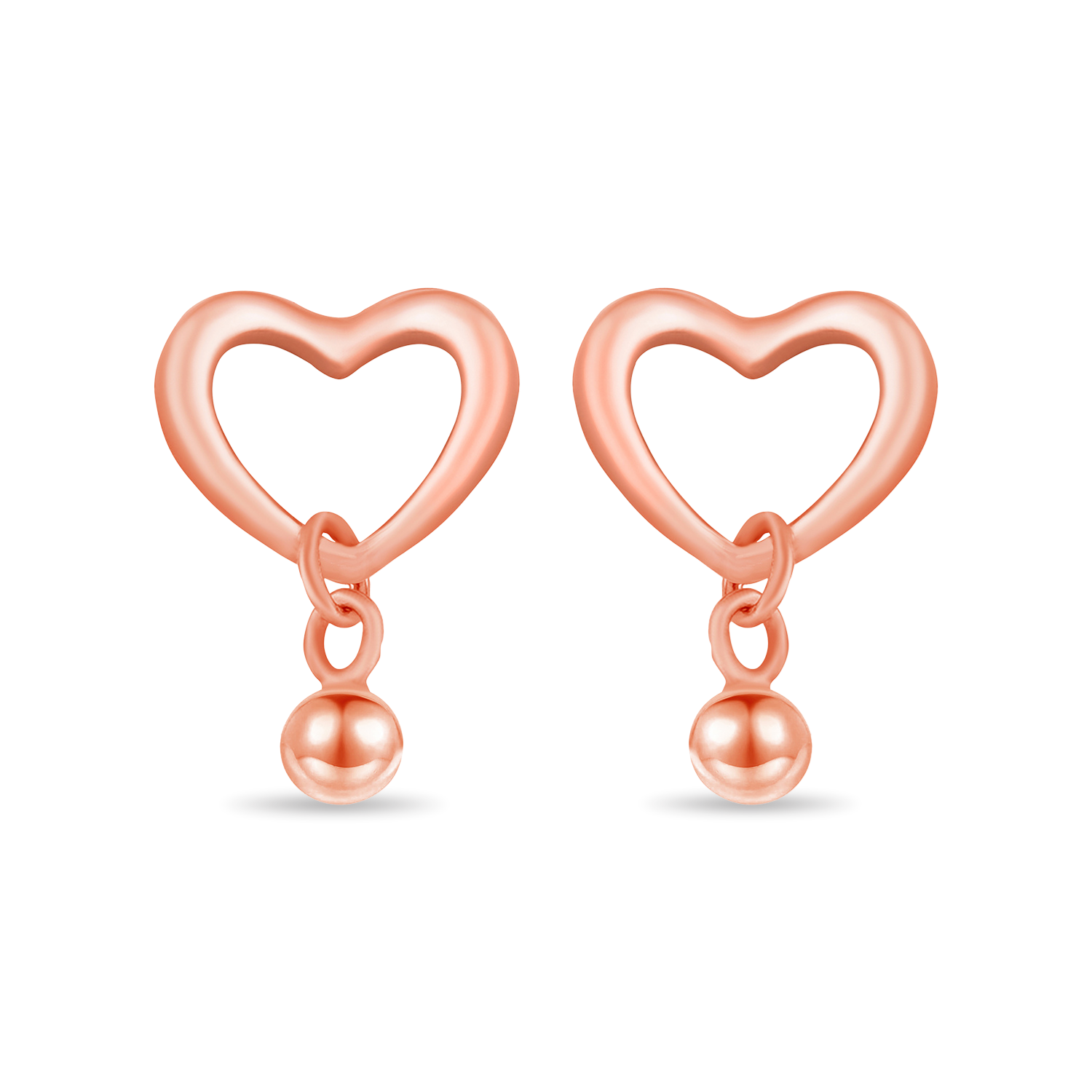 Tiny Heart Drop Sterling Silver Pair of Earring Rose Gold