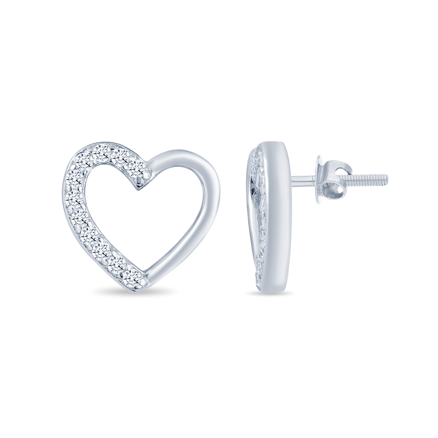 Tiny Heart CZ Studded Sterling Silver Earring
