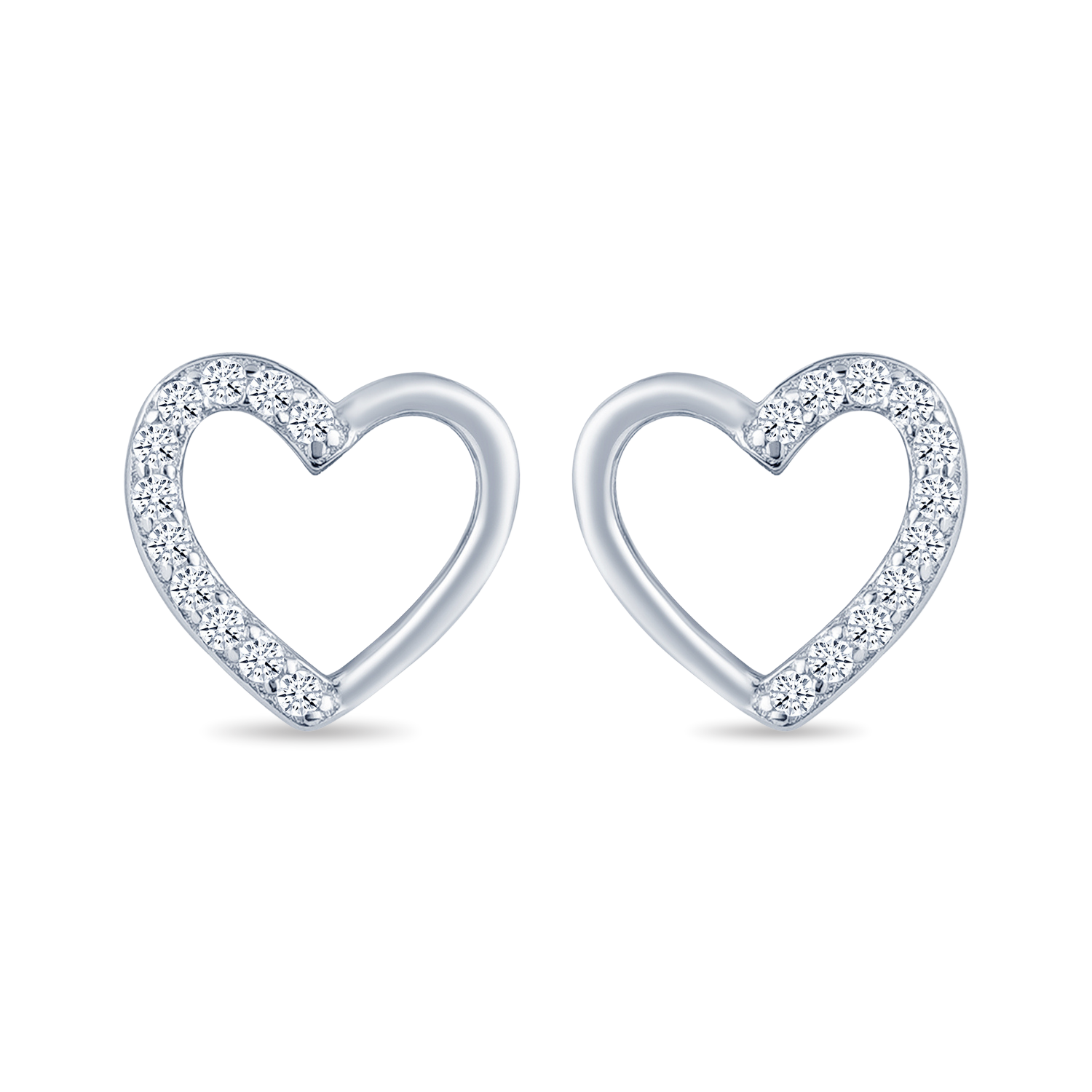 Tiny Heart CZ Studded Sterling Silver Earring