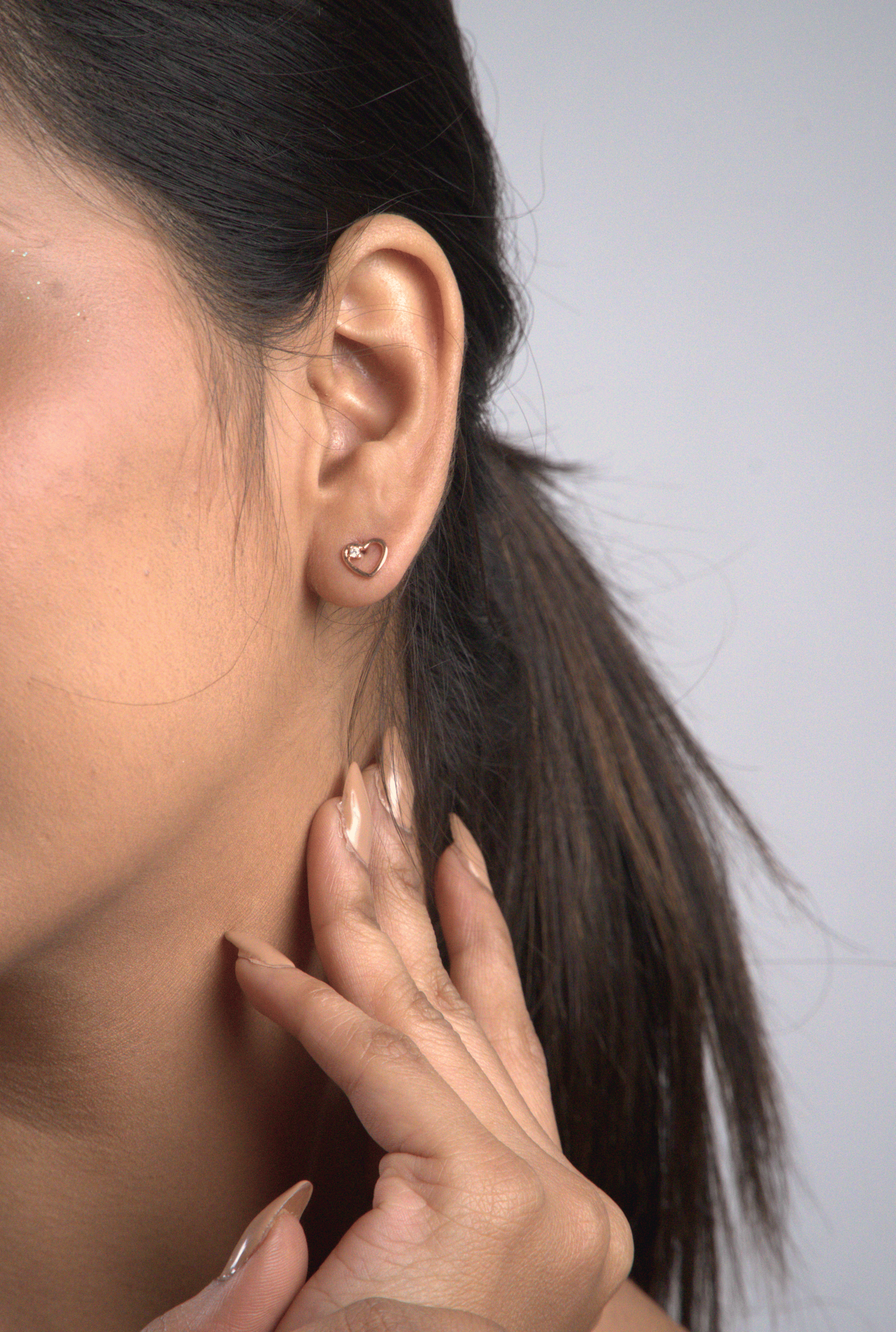 Cubic Zirconia Tiny Heart Stud Earring