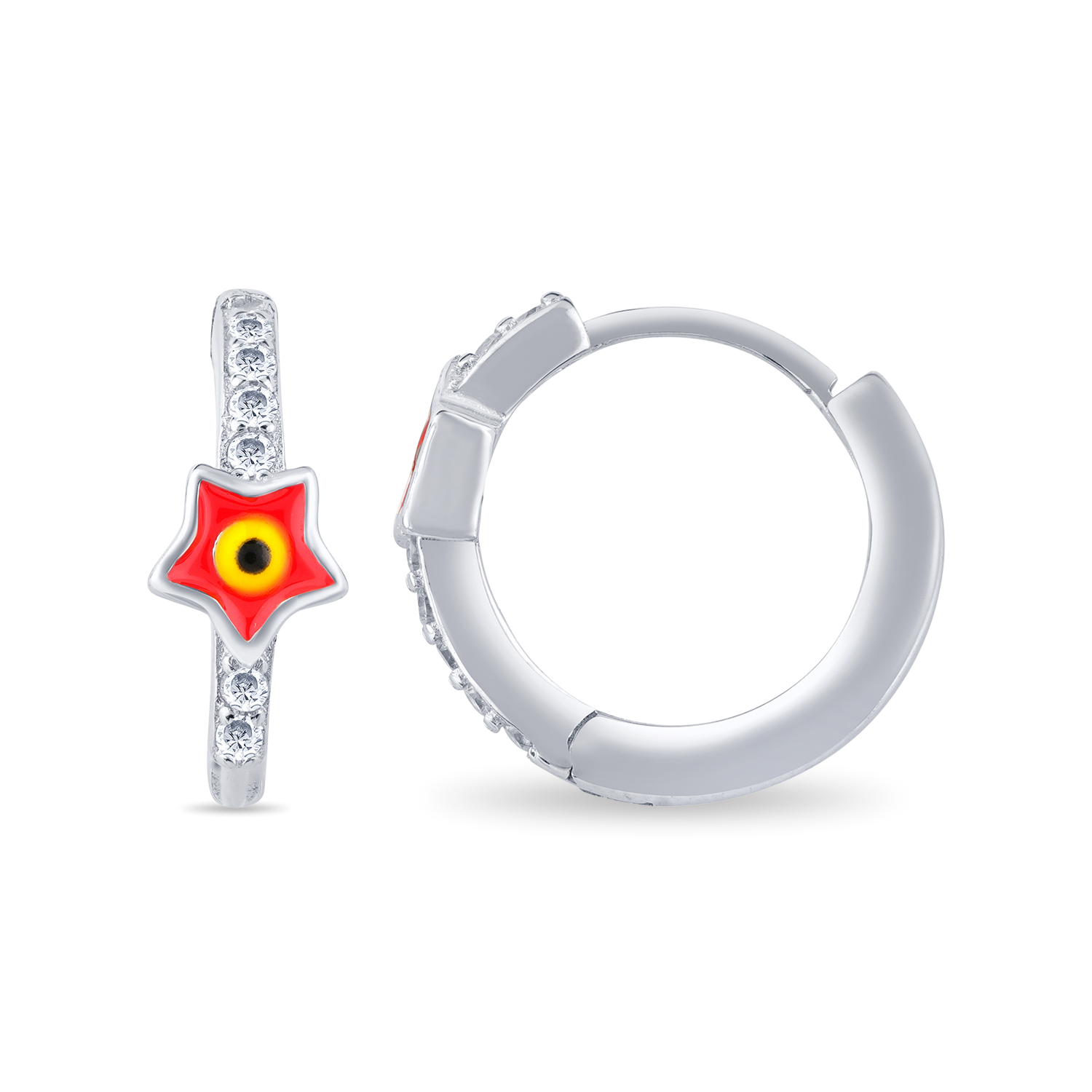 Evil Eye Star Bali Earring with Cubic Zirconia