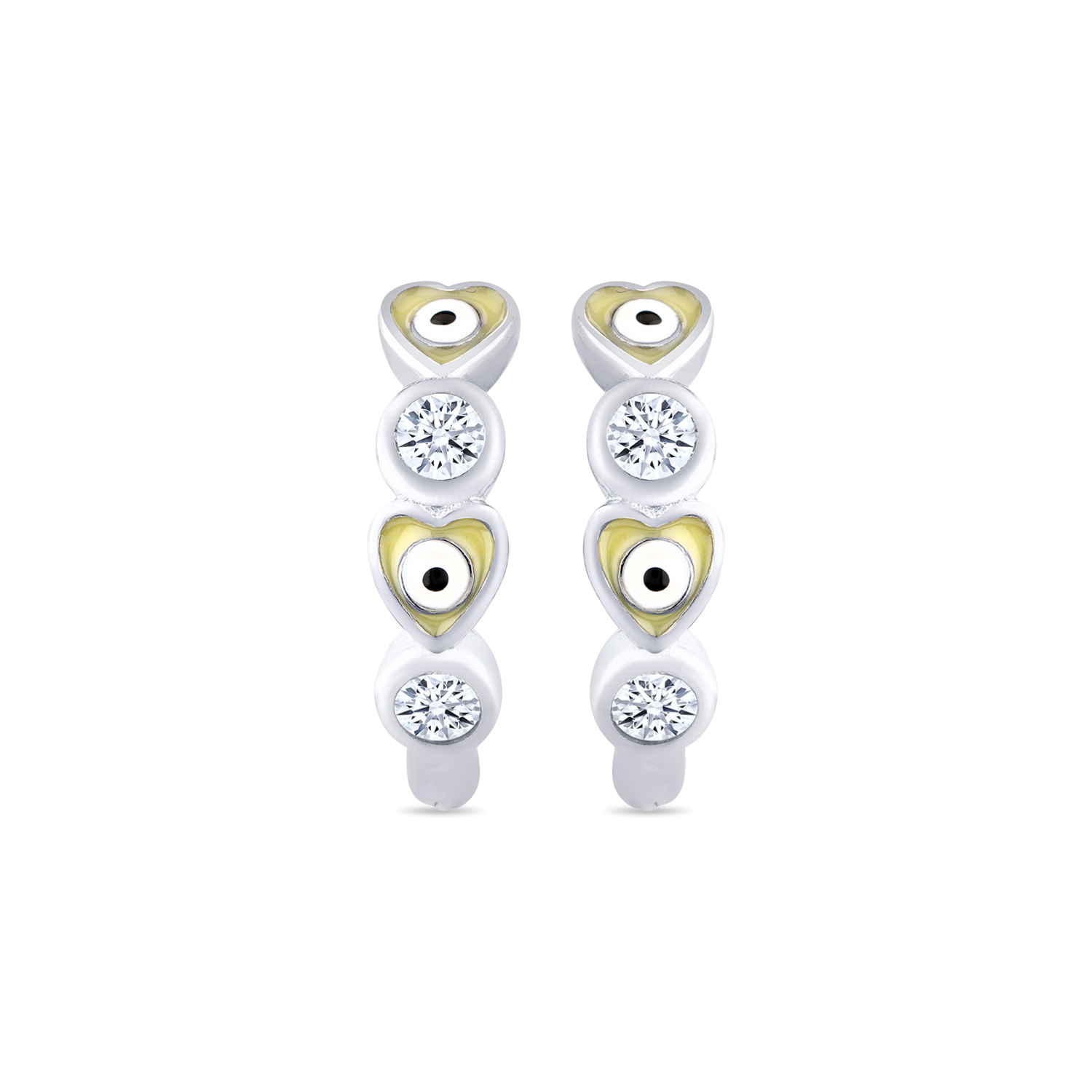 Evil Eye Hear Link Bali Earring with Cubic Zirconia
