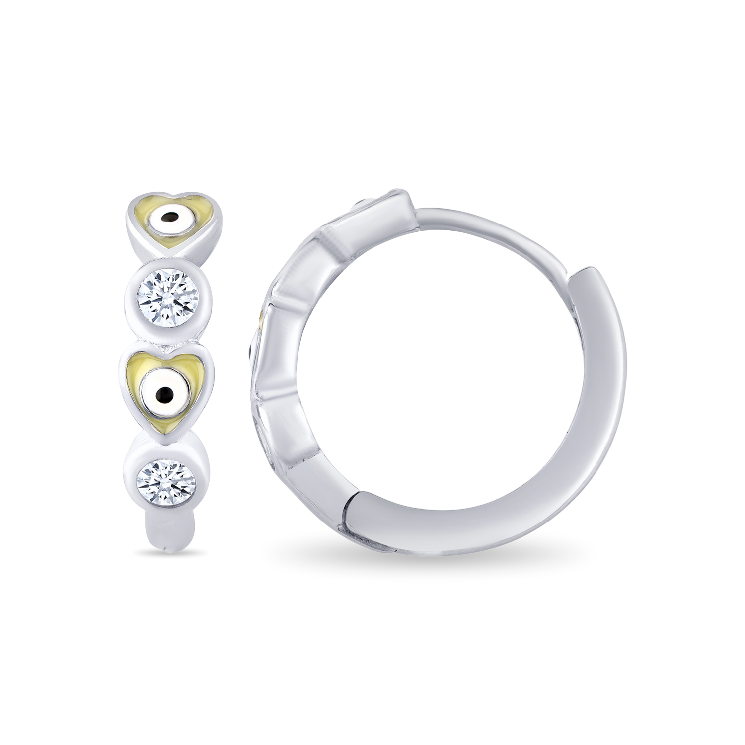 Evil Eye Hear Link Bali Earring with Cubic Zirconia