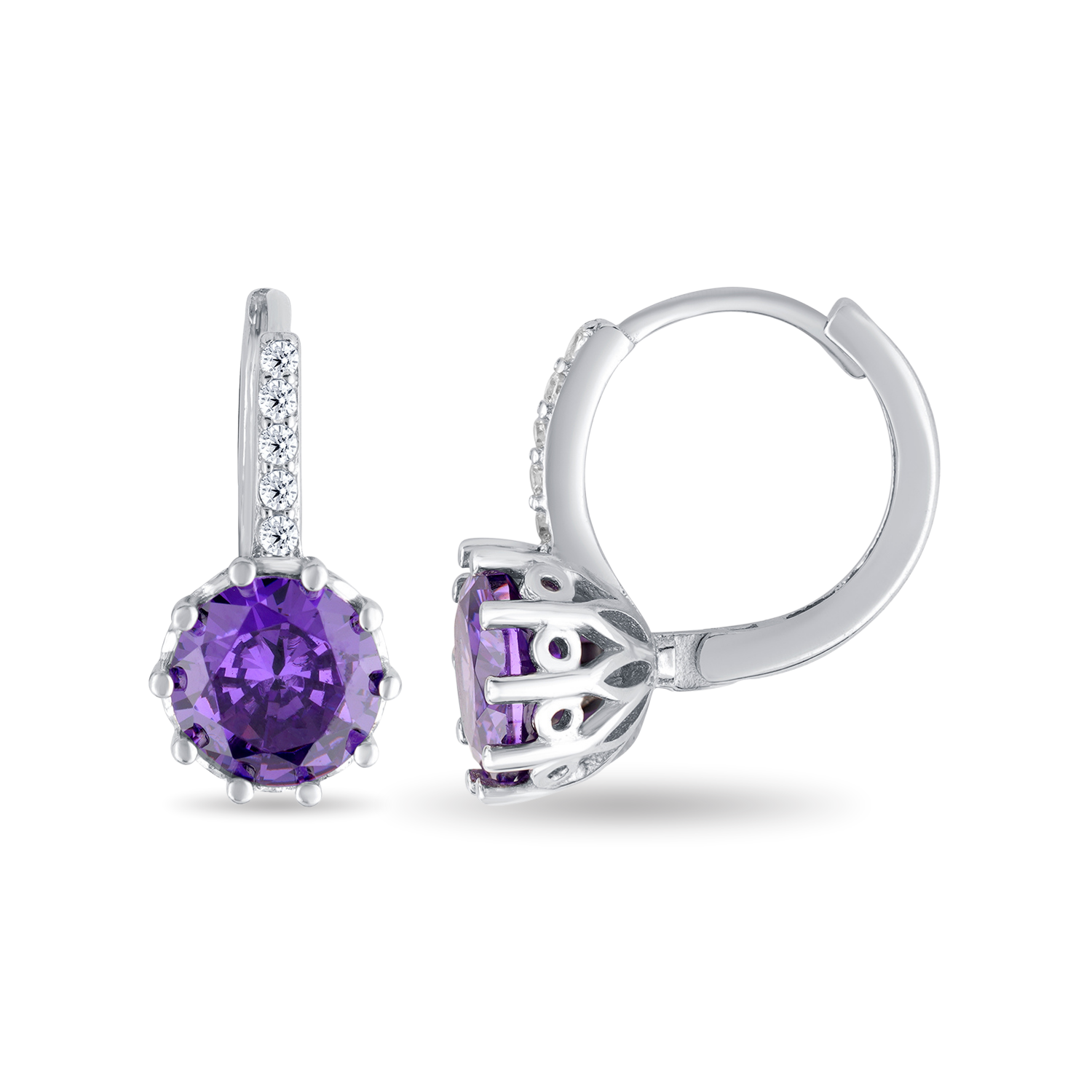 Bali Earring with Purple Cubic Zirconia