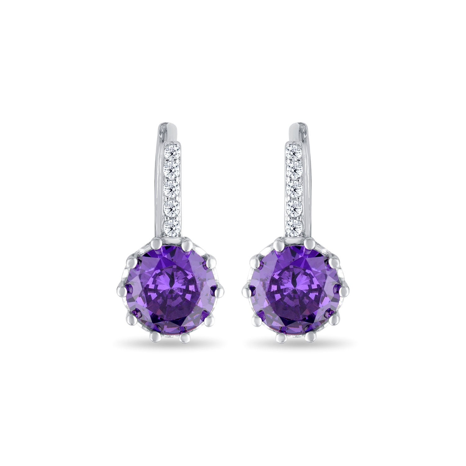 Bali Earring with Purple Cubic Zirconia