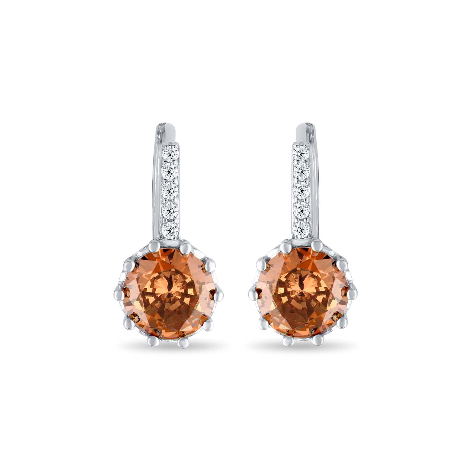 Bali Earring with Brown Cubic Zirconia