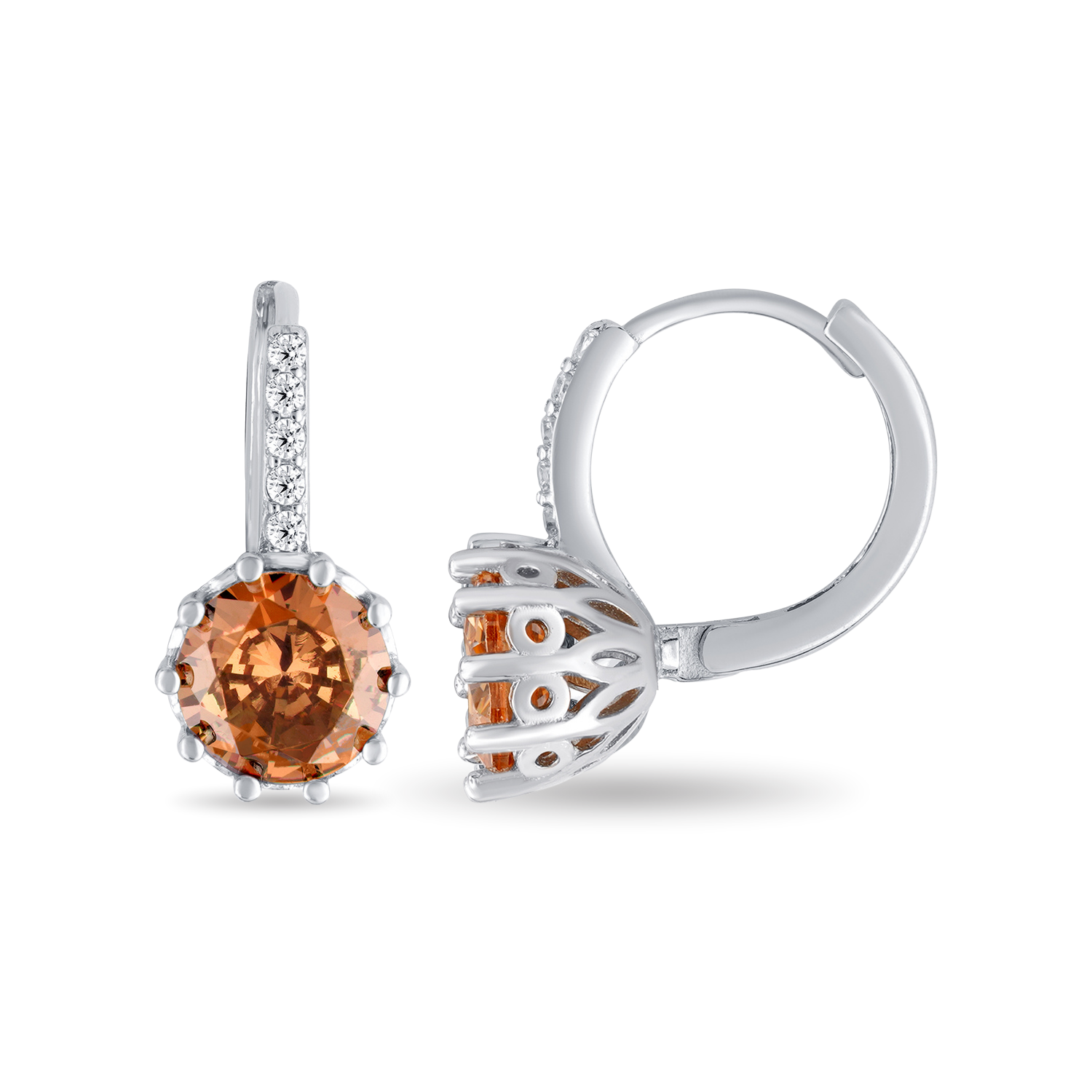 Bali Earring with Brown Cubic Zirconia