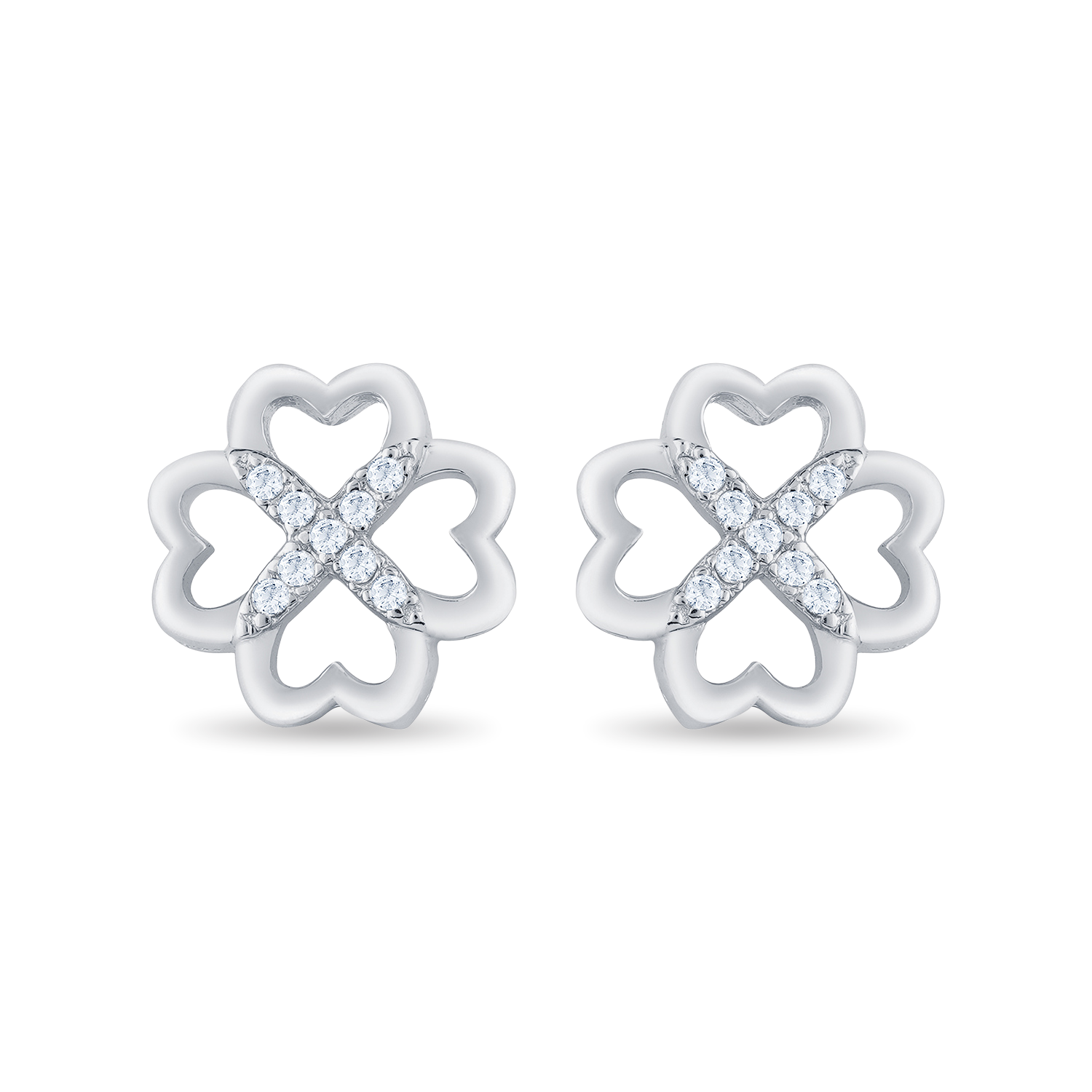 Floral Heart Stud Earring with Cubic Zirconia
