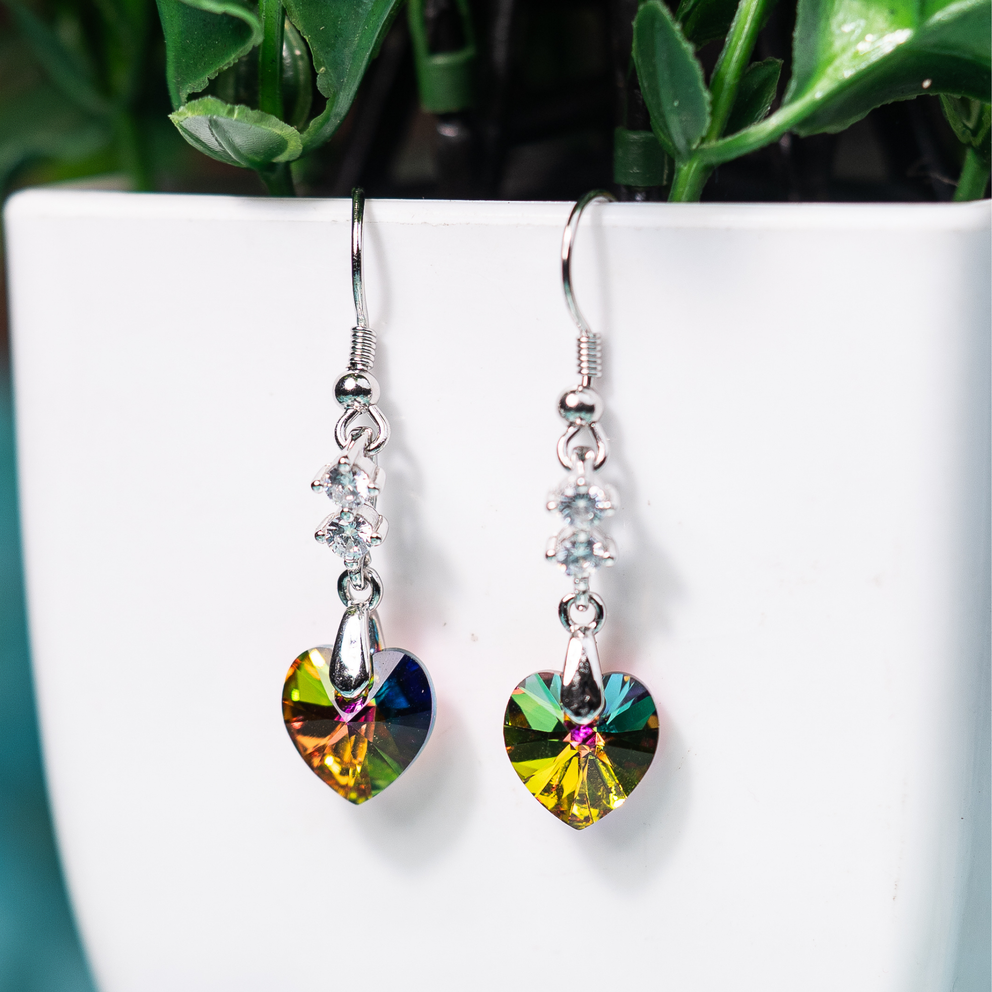 Royal Bloom Heart Drop Sterling Silver Earrings