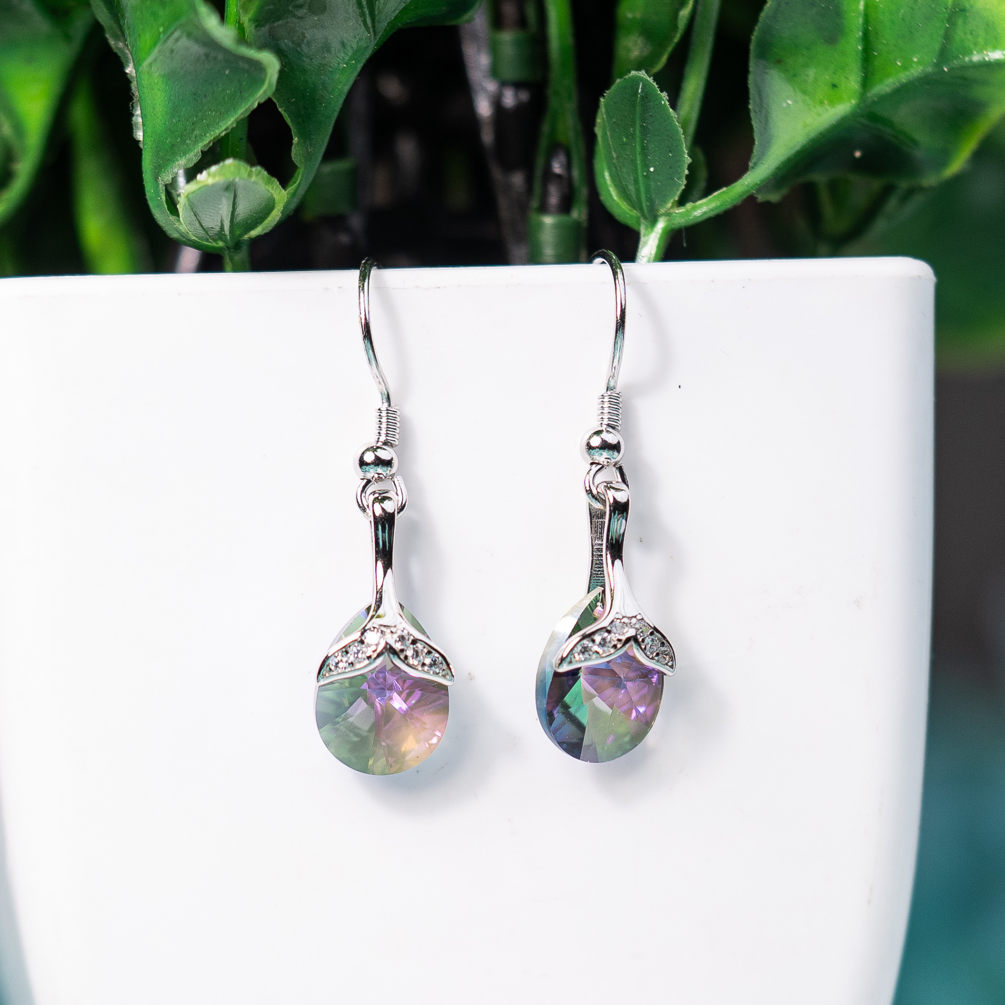 Lustrous Drop Sterling Silver Earrings