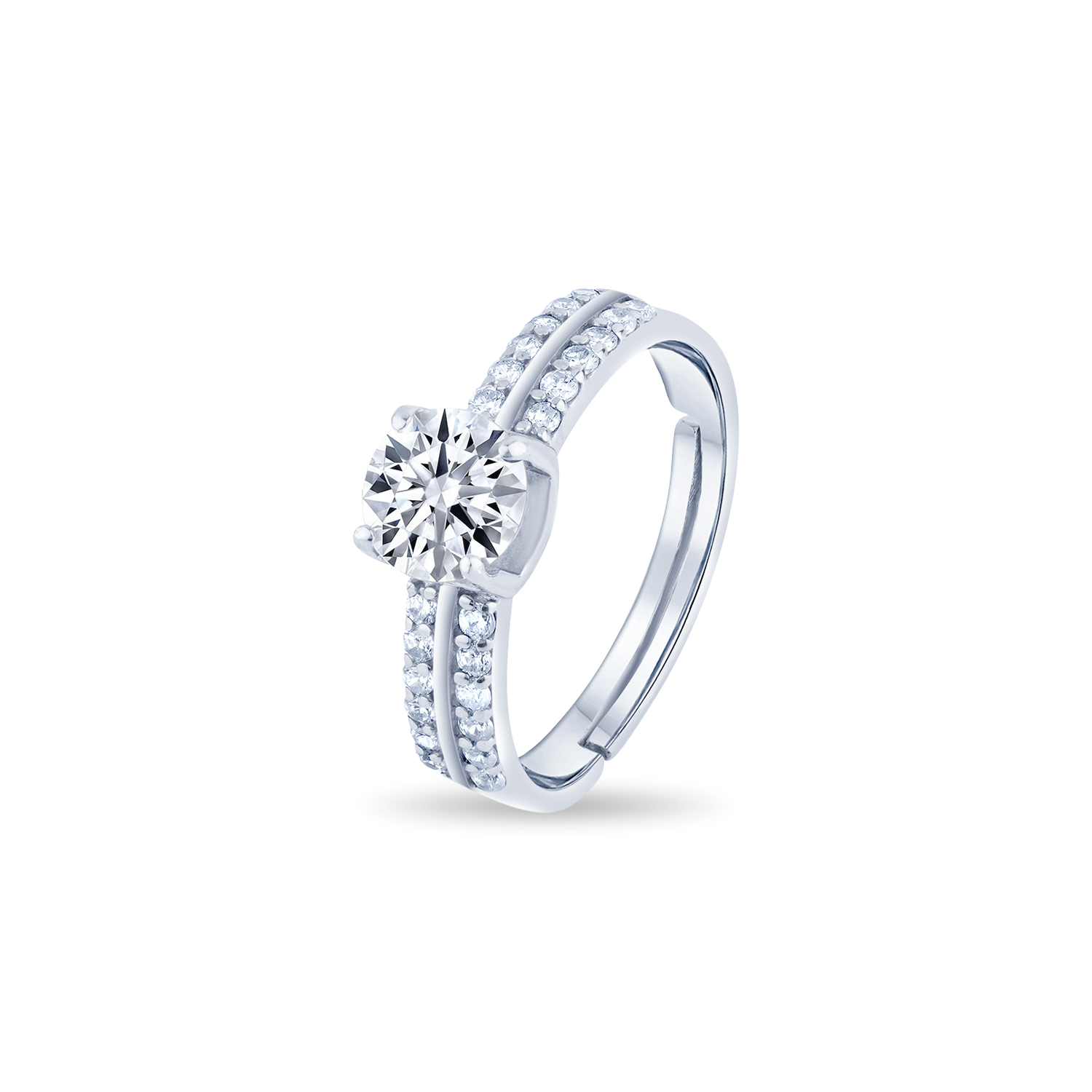 Silver Zircon Layered Rings