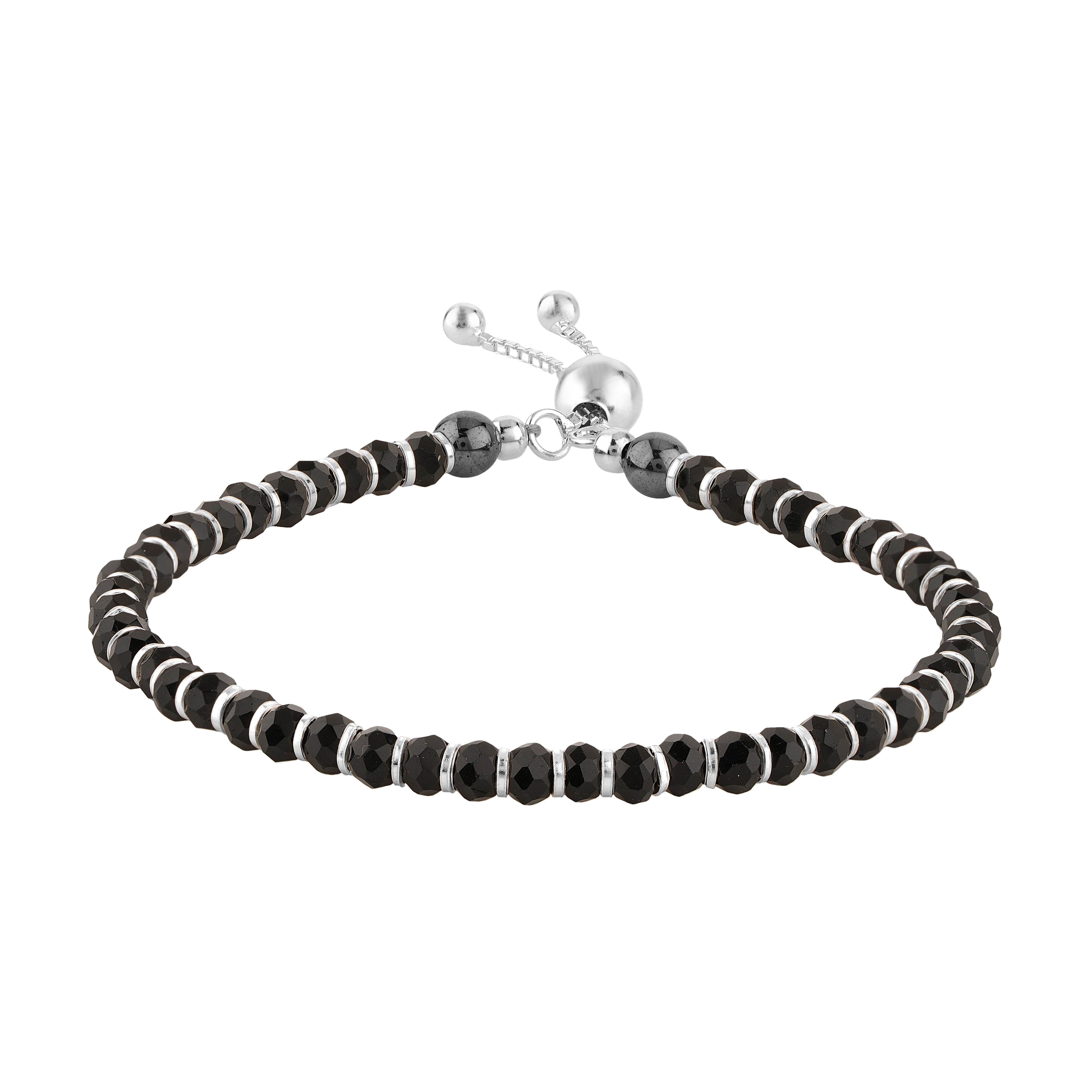 92.5 Sterling Pure Silver (Chandi) Adjustable Thread Nazariya Bracelet With Silver Balls