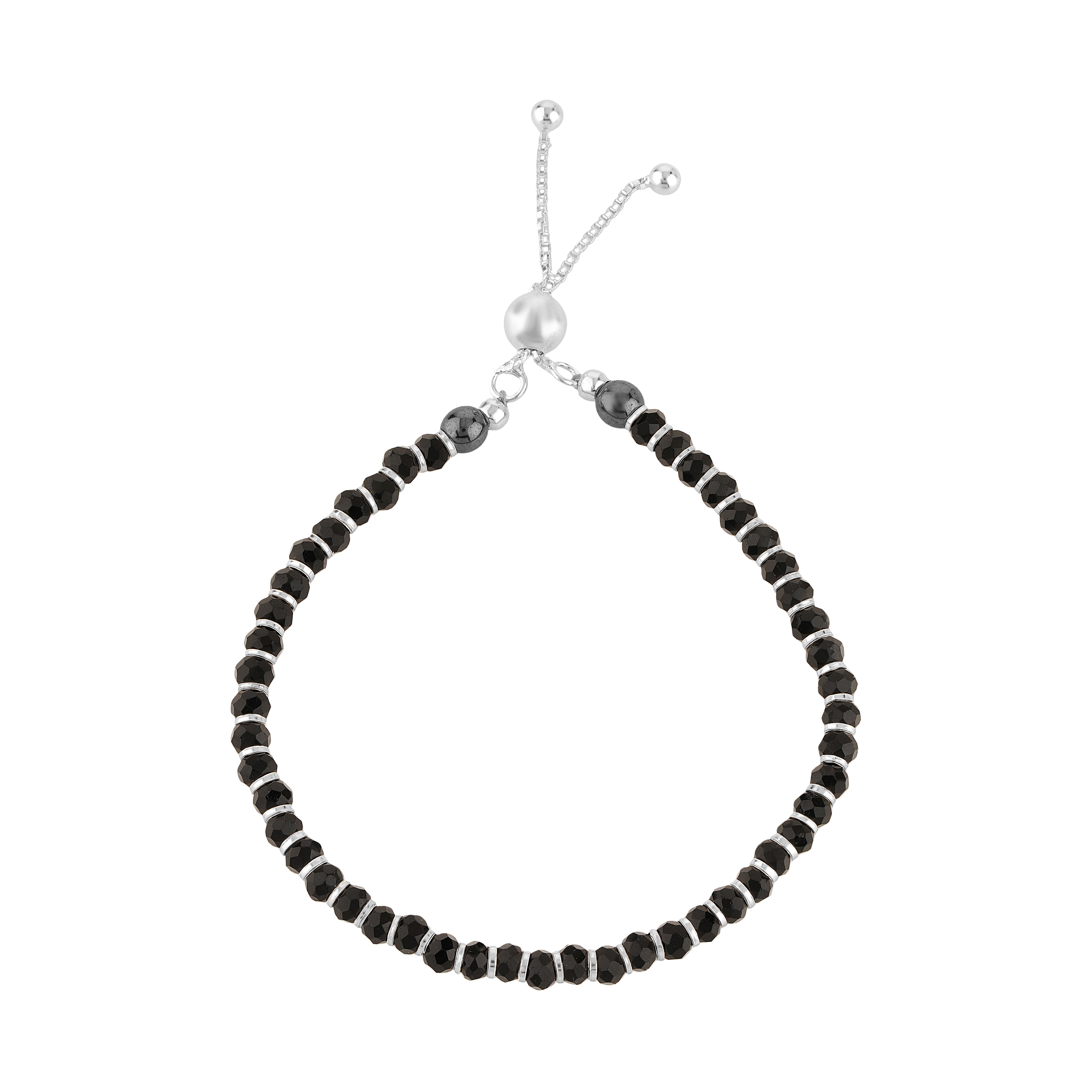 92.5 Sterling Pure Silver (Chandi) Adjustable Thread Nazariya Bracelet With Silver Balls