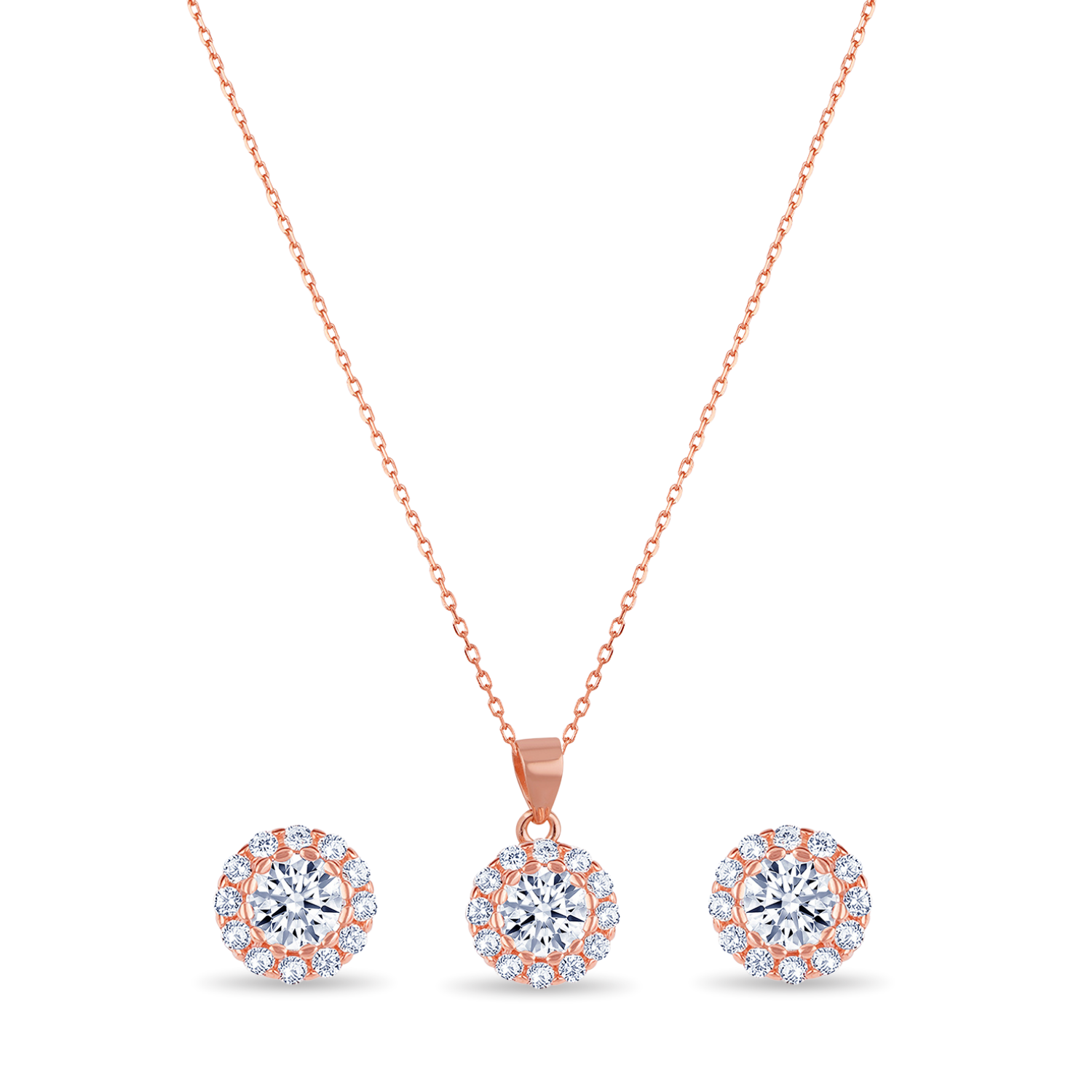 Dazzling Round Solitare Pendant Set