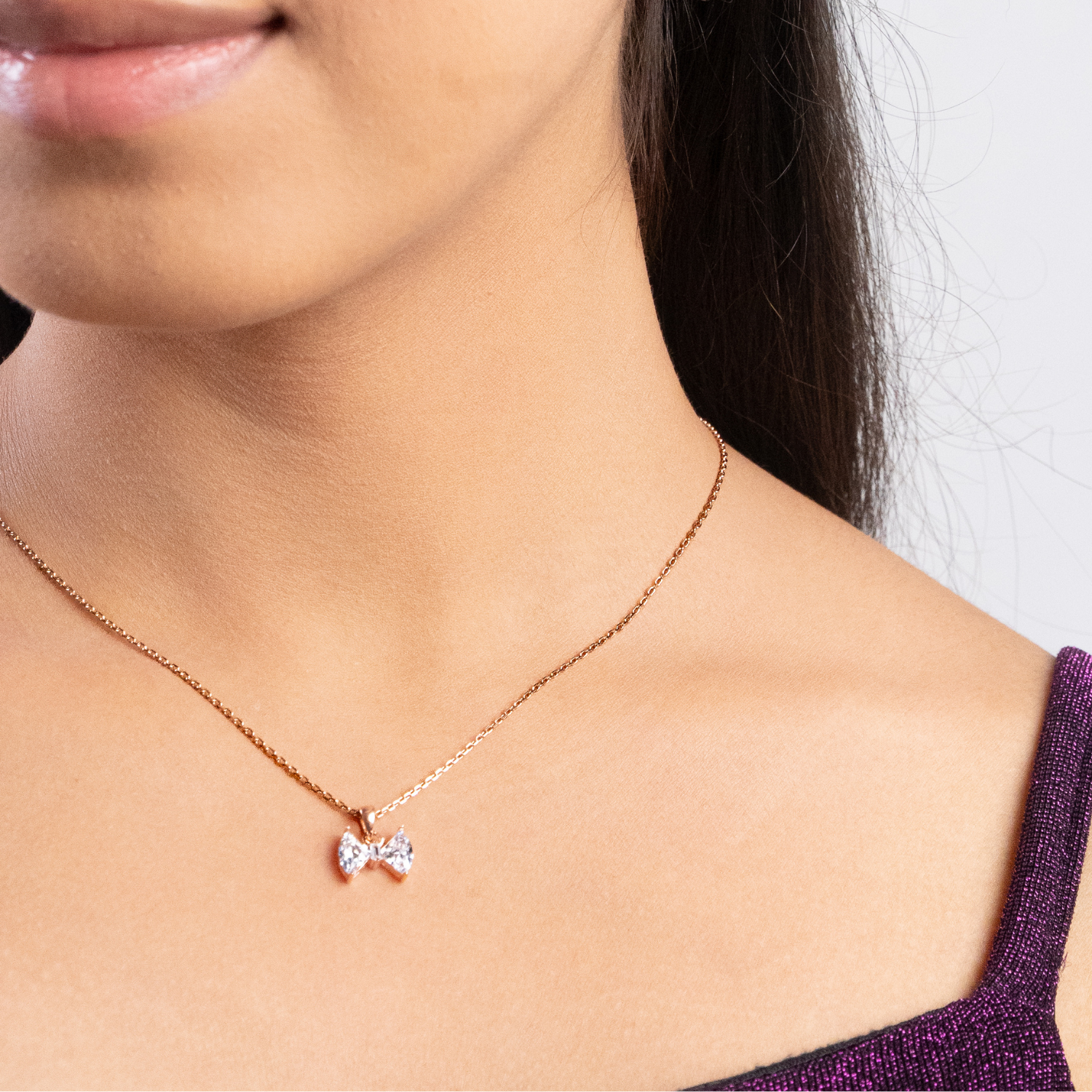 Tiny Bow Sterling Silver Pendant Set