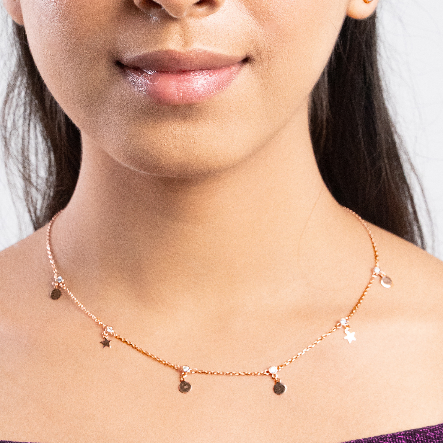 Starry Charms Rose Gold Necklace Set