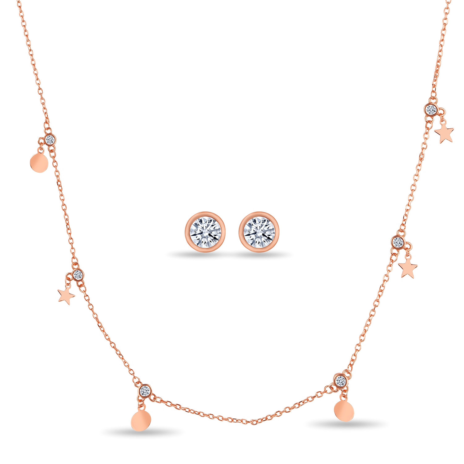 Starry Charms Rose Gold Necklace Set