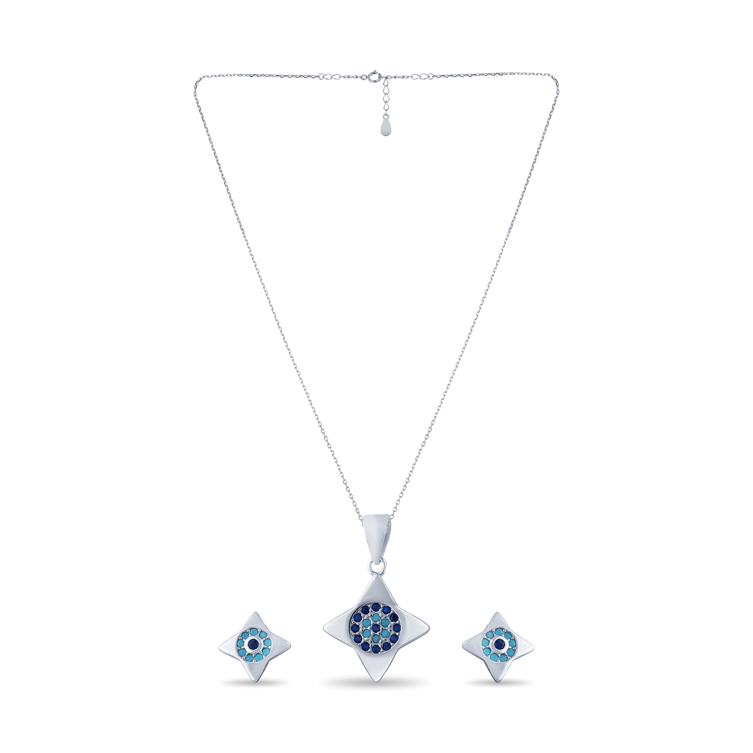 Silver Round Cubic Zirconia Necklace Set