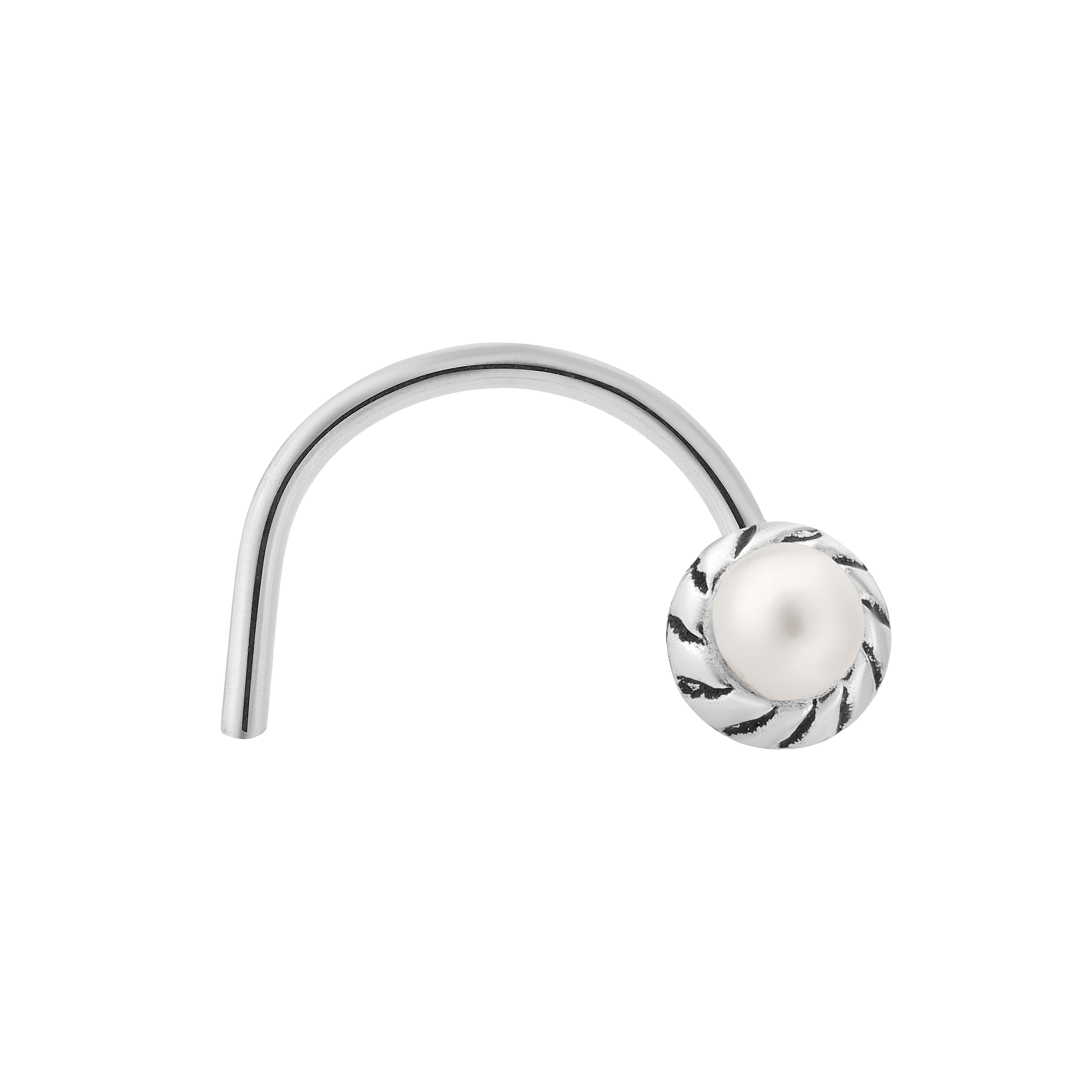 92.5 Sterling Pure Silver (Chandi) Oxidised Floral Nose Pin