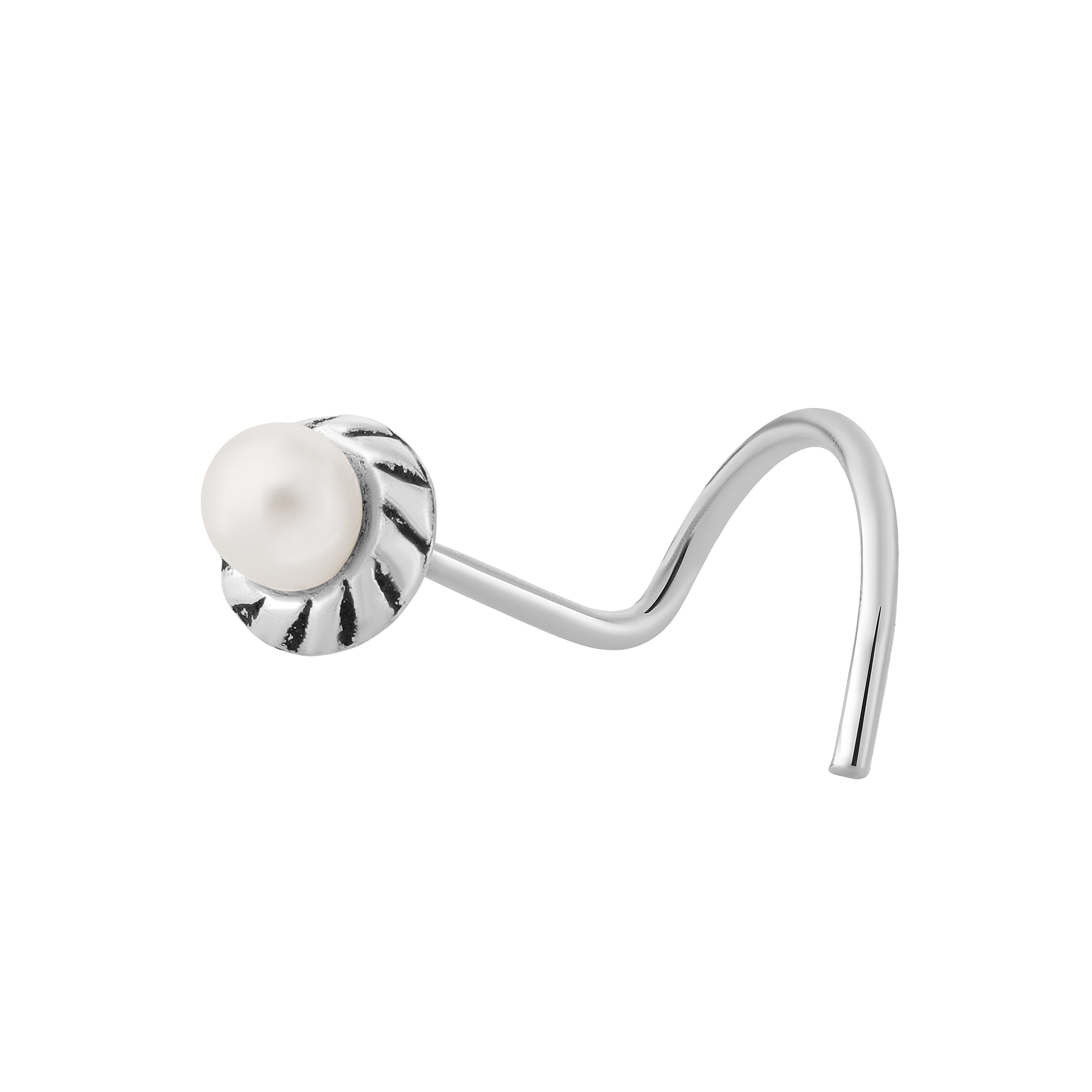 92.5 Sterling Pure Silver (Chandi) Oxidised Floral Nose Pin