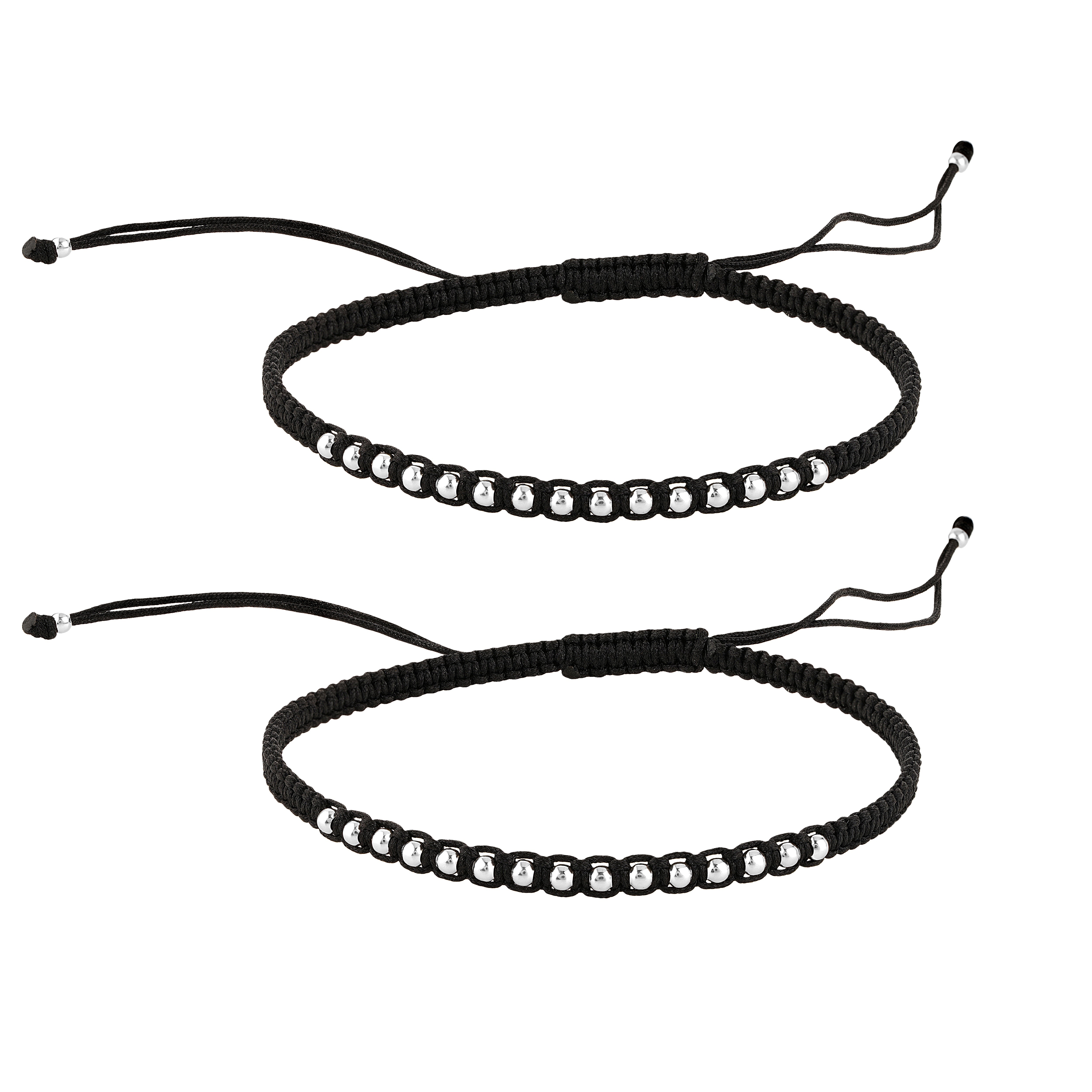 92.5 Sterling Pure Silver (Chandi) Pair of Thread Nazariya Evil Eye Payal With Silver Balls