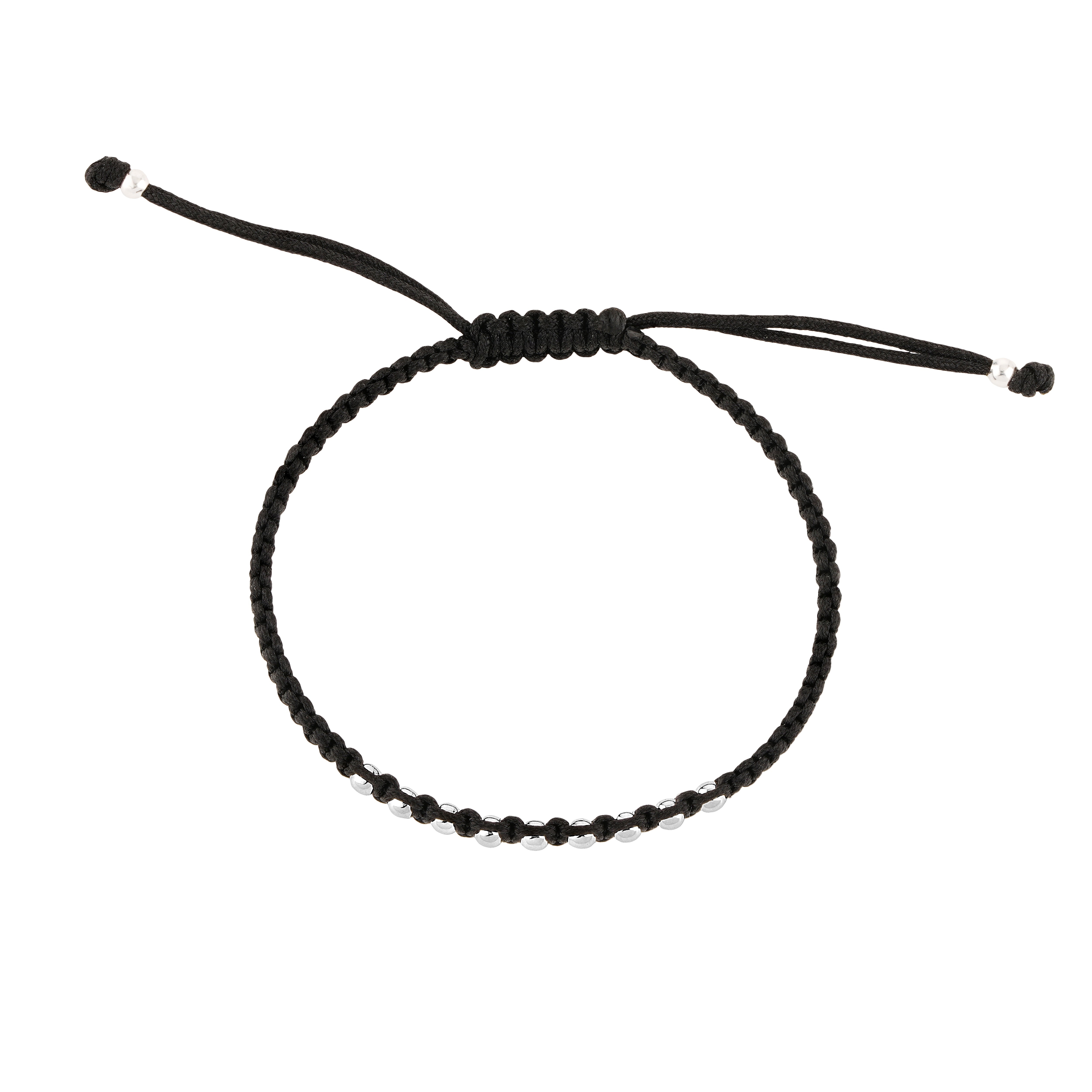 92.5 Sterling Pure Silver (Chandi) Adjustable Thread Nazariya Bracelet With Silver Balls