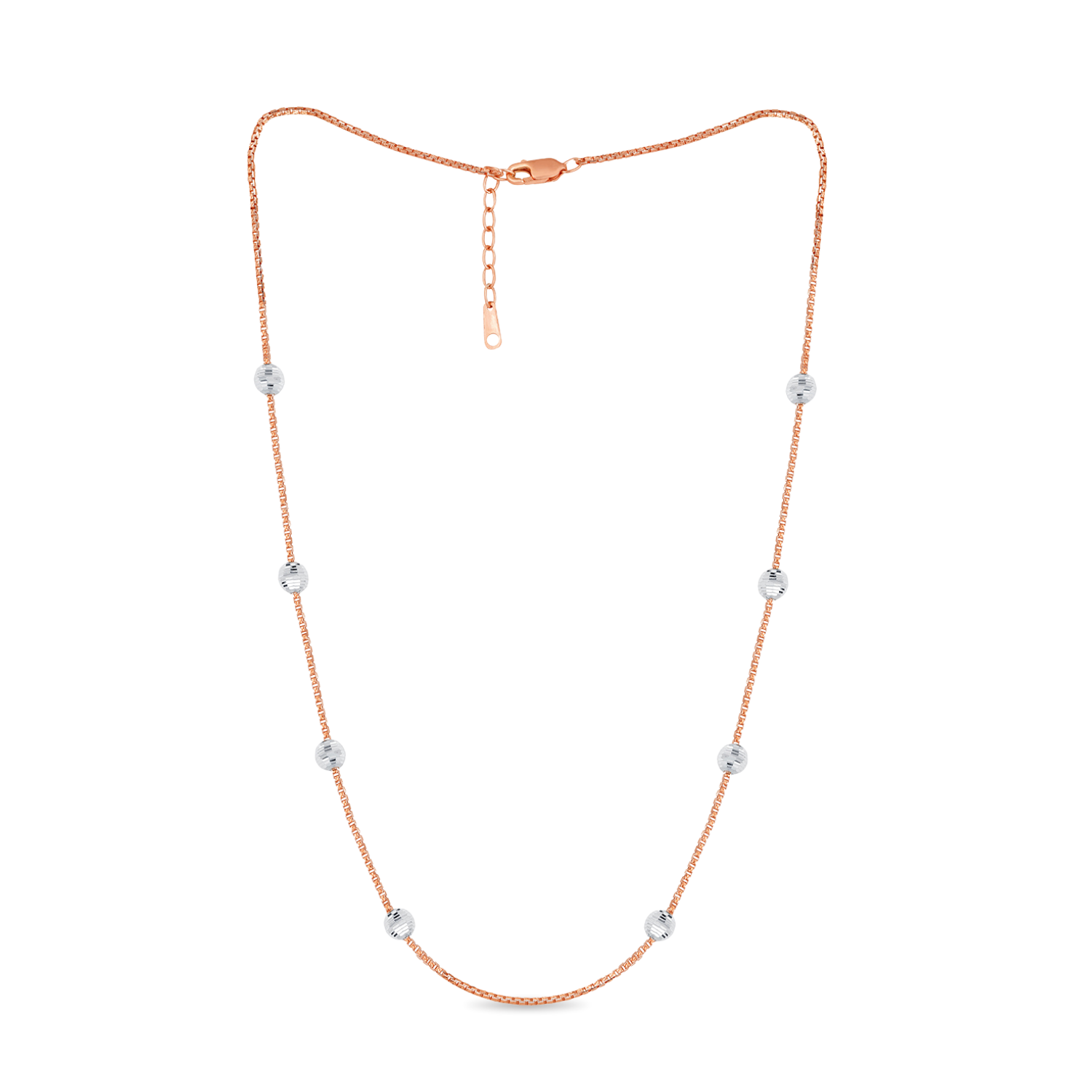 Ball Beaded Chain Rose Gold Chain Big Rhodium Ball