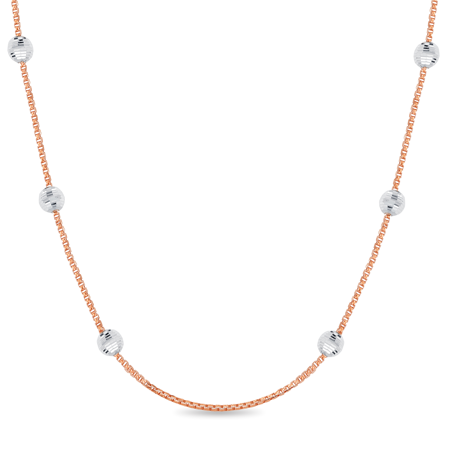 Ball Beaded Chain Rose Gold Chain Big Rhodium Ball