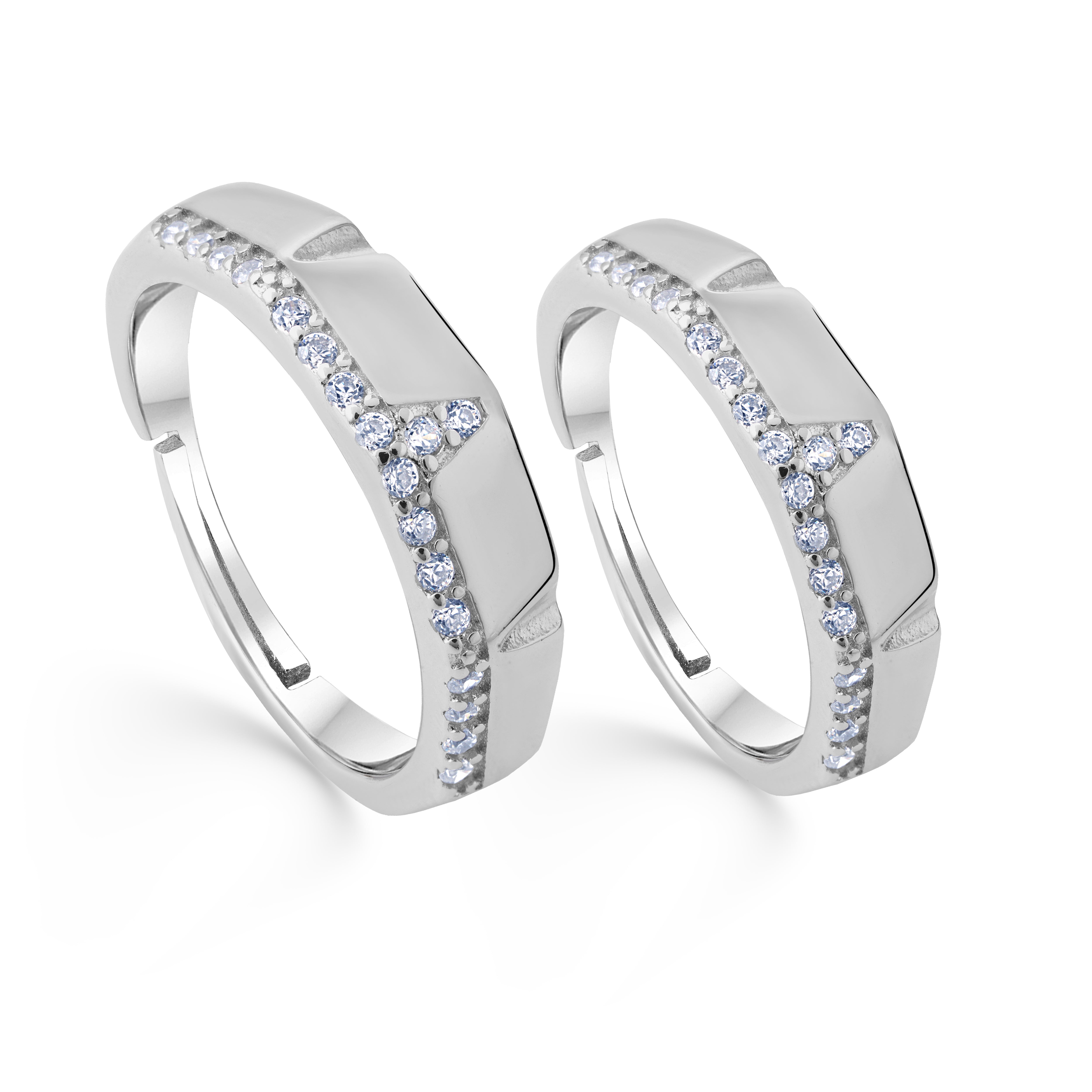 Elegant pair of 92.5 sterling silver rings for couples
