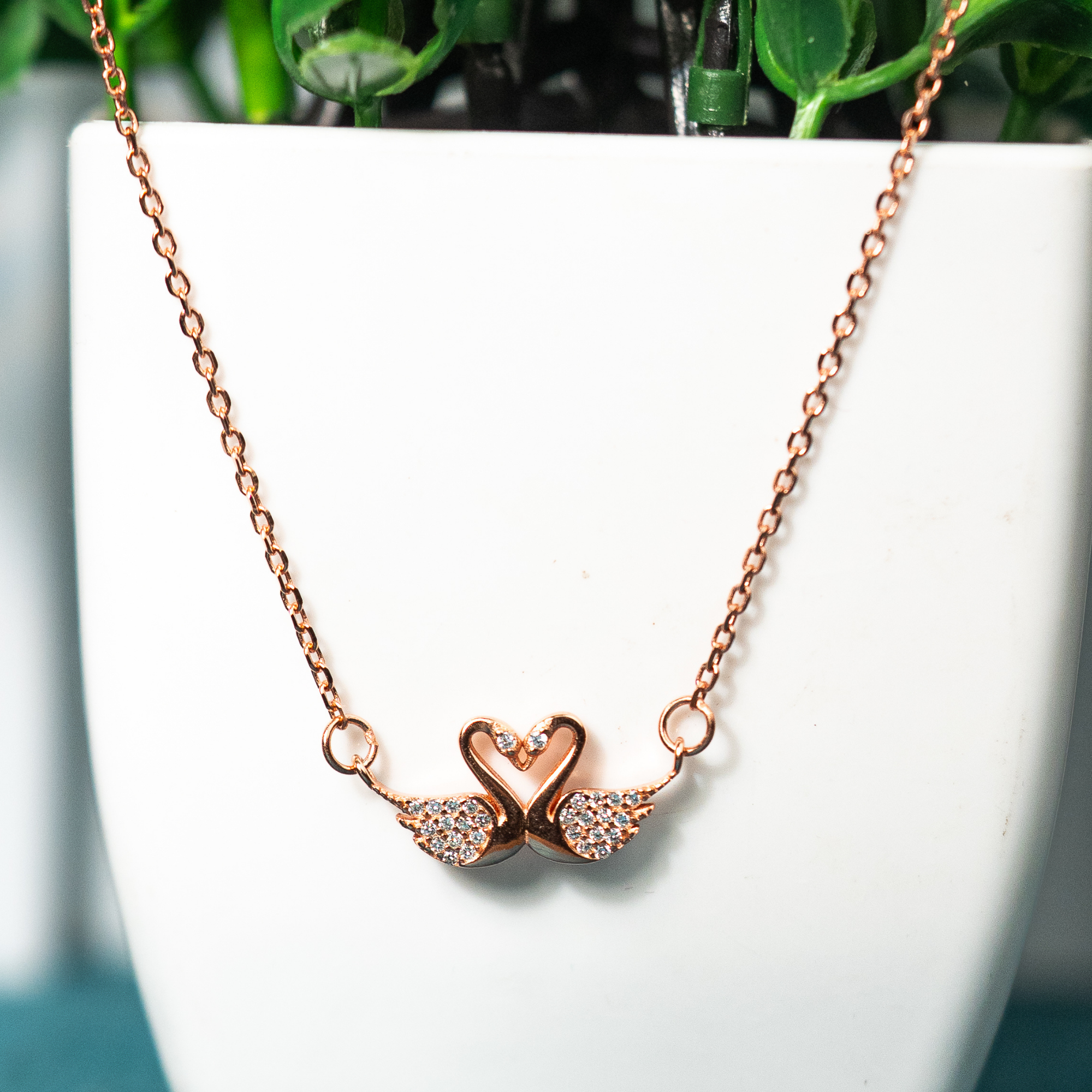 Dual Swan-Shaped Pendant Chain