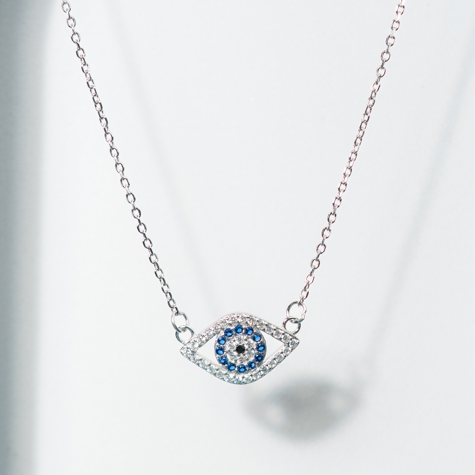 Sterling Silver Evil Eye Pendant Chain