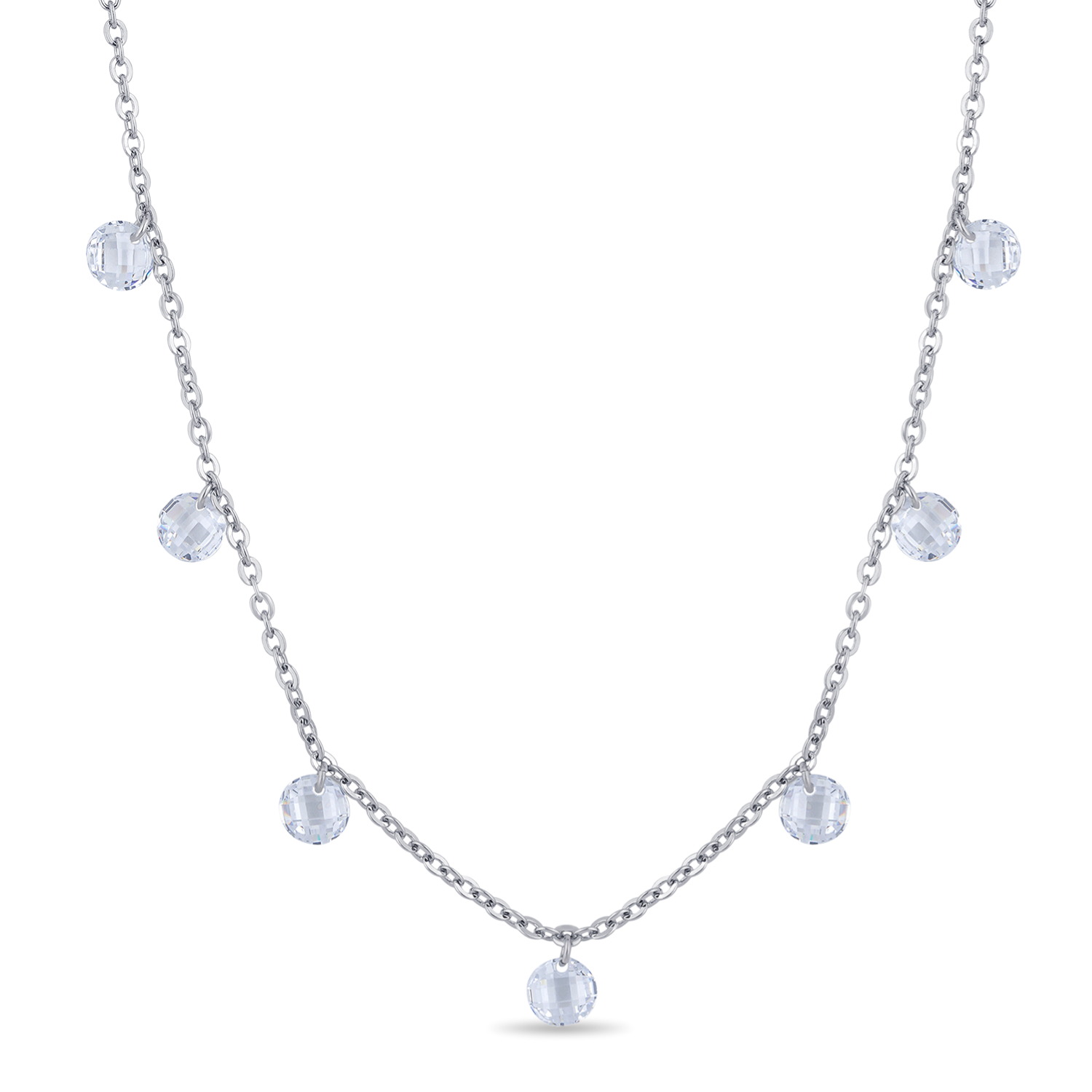 Tiny Cute Round Drop Dangling Necklaces White