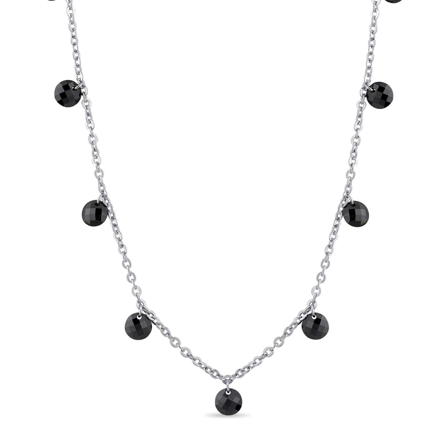 Tiny Cute Round Drop Dangling Necklaces Black