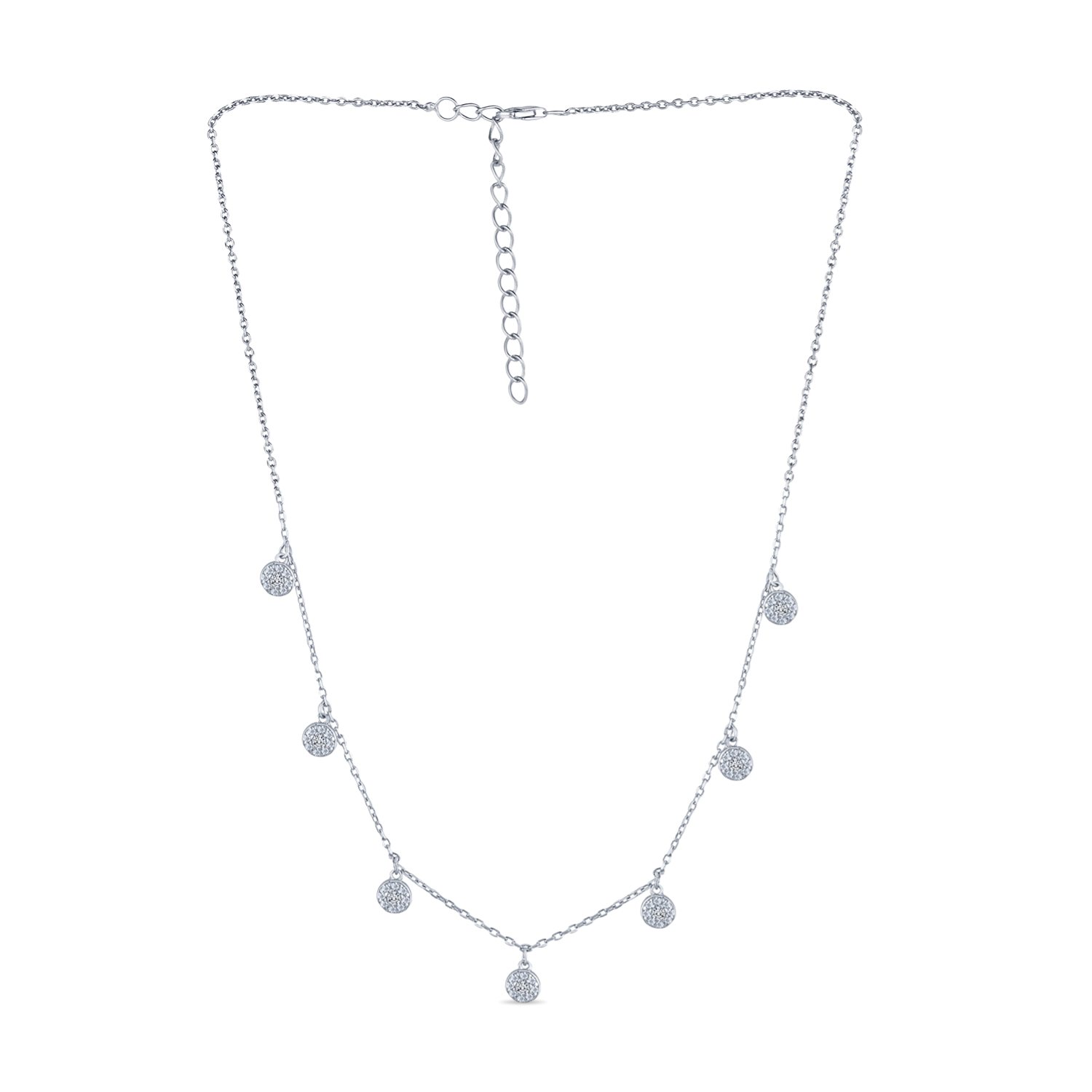Tiny Cute Round Drop Dangling Necklaces CZ Studded