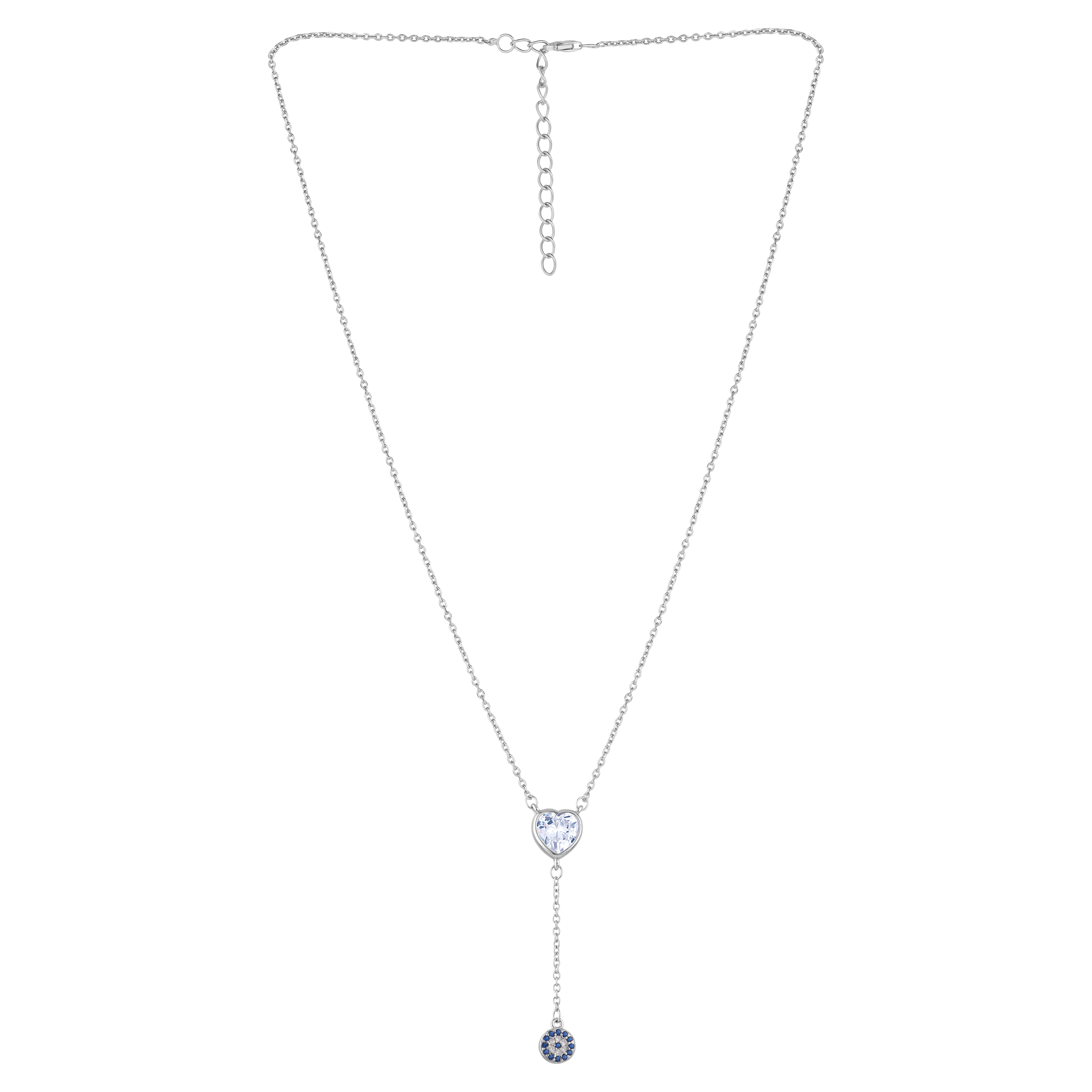 Sterling Silver Heart & Floral Pendant Necklace