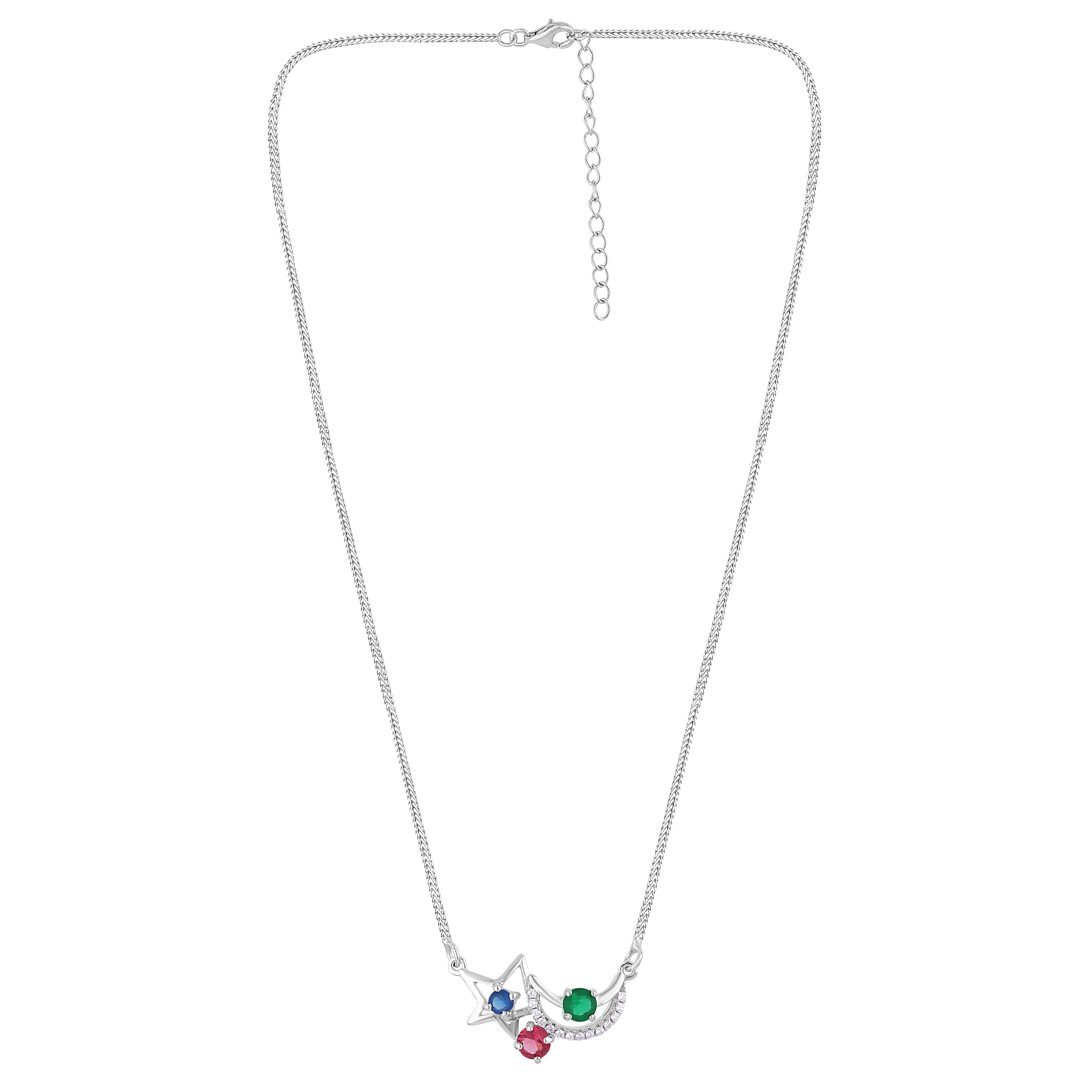 Sterling Silver Star & Moon Pendant Necklace