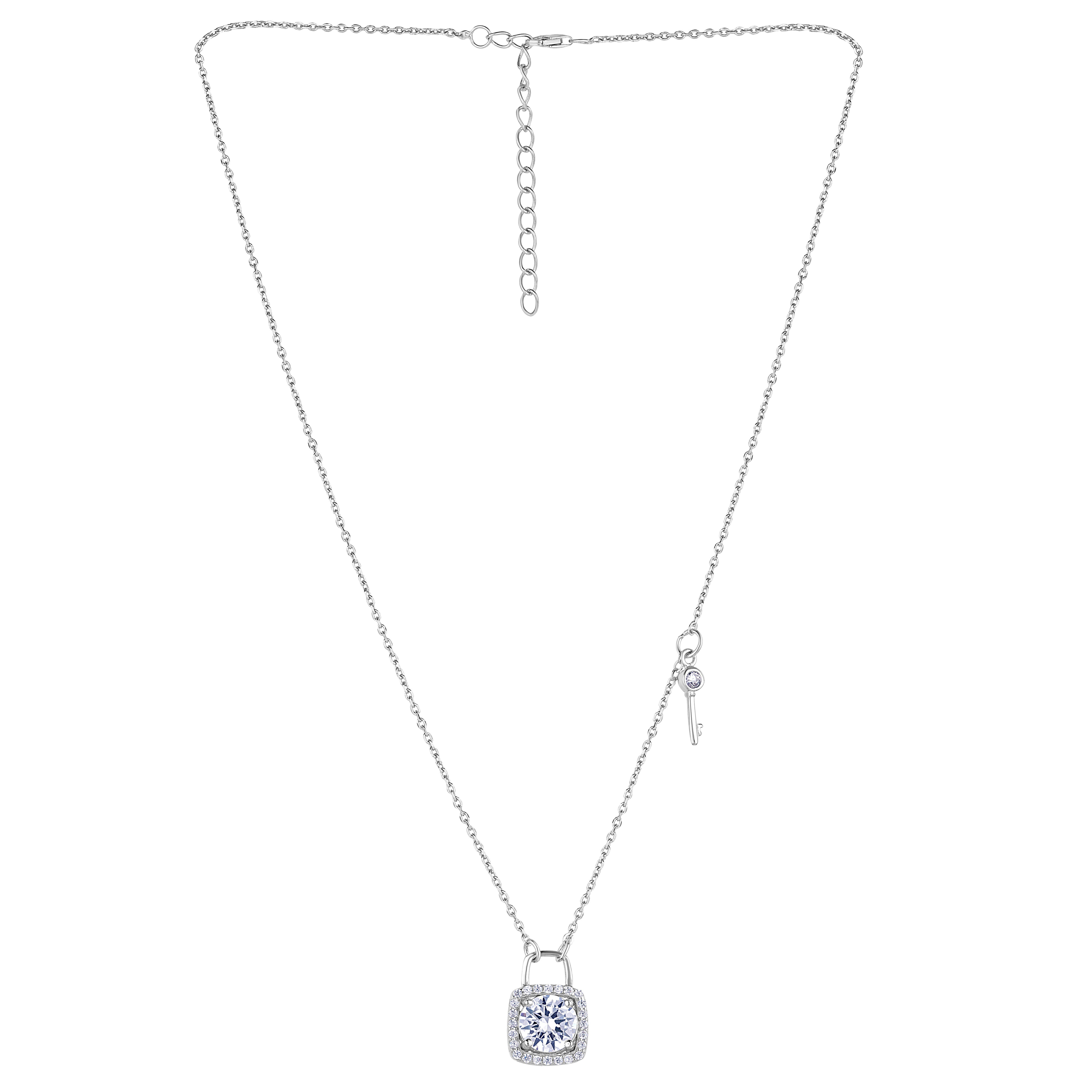 925 Sterling Silver Unique Lock & Key Pendant Necklace