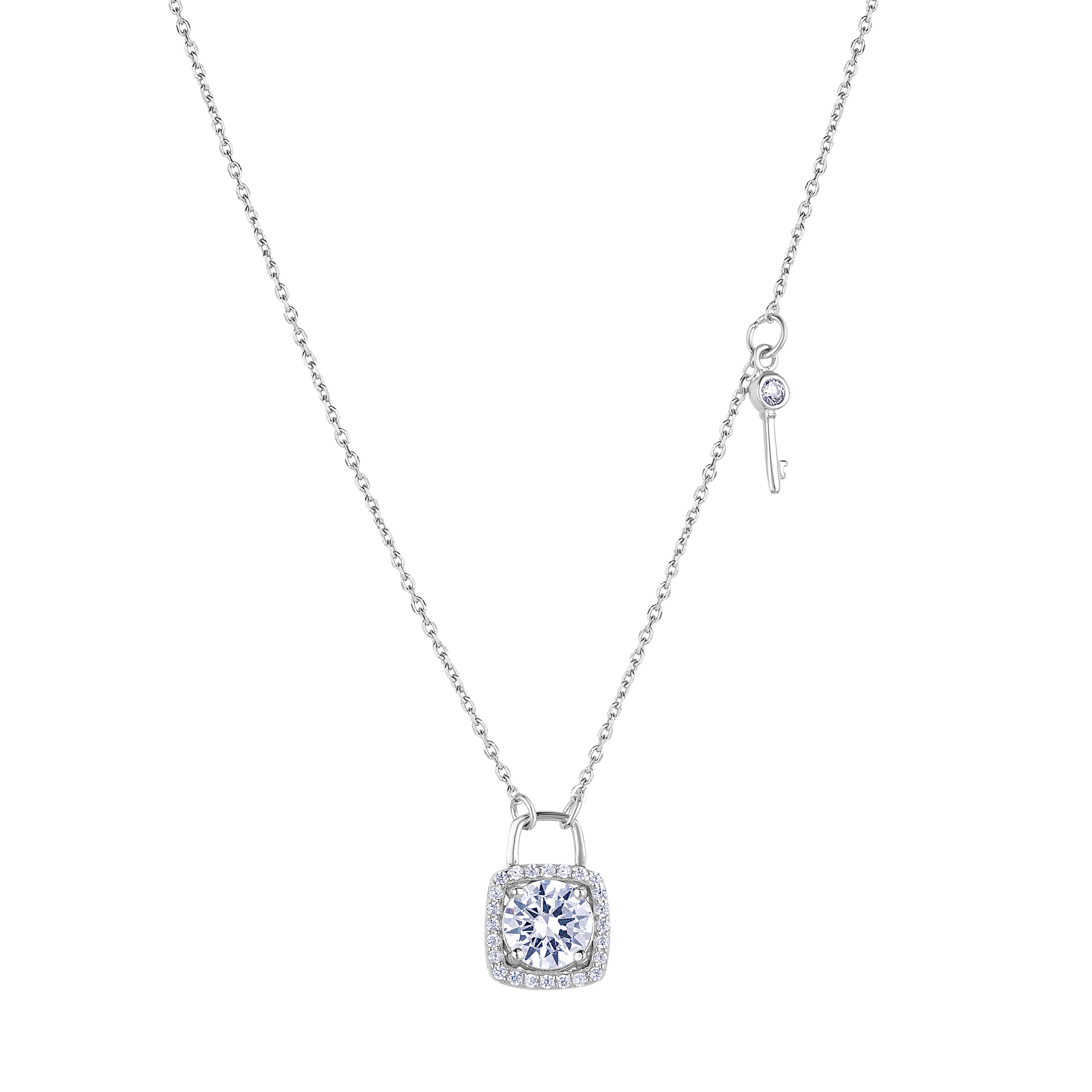 925 Sterling Silver Unique Lock & Key Pendant Necklace